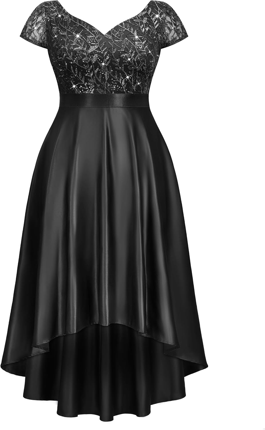 Thumbnail 4 de MISSMAY Women's Plus Size Vintage Double V-Neck Embroidery Sequin Dress for Wedding Guest & Evening Occasions