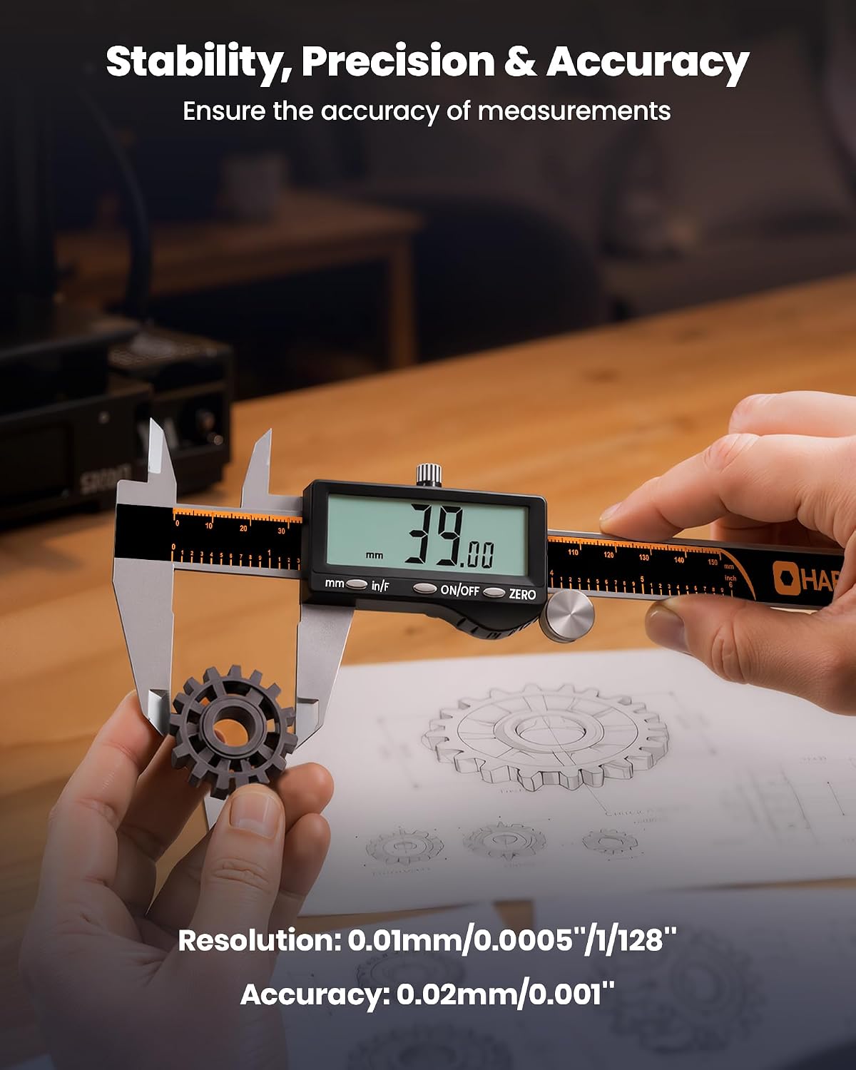 Detalle 2 de HARDELL 12-Inch Digital Caliper, USB-C Rechargeable, 4 Modes, 0.002-Inch Accuracy