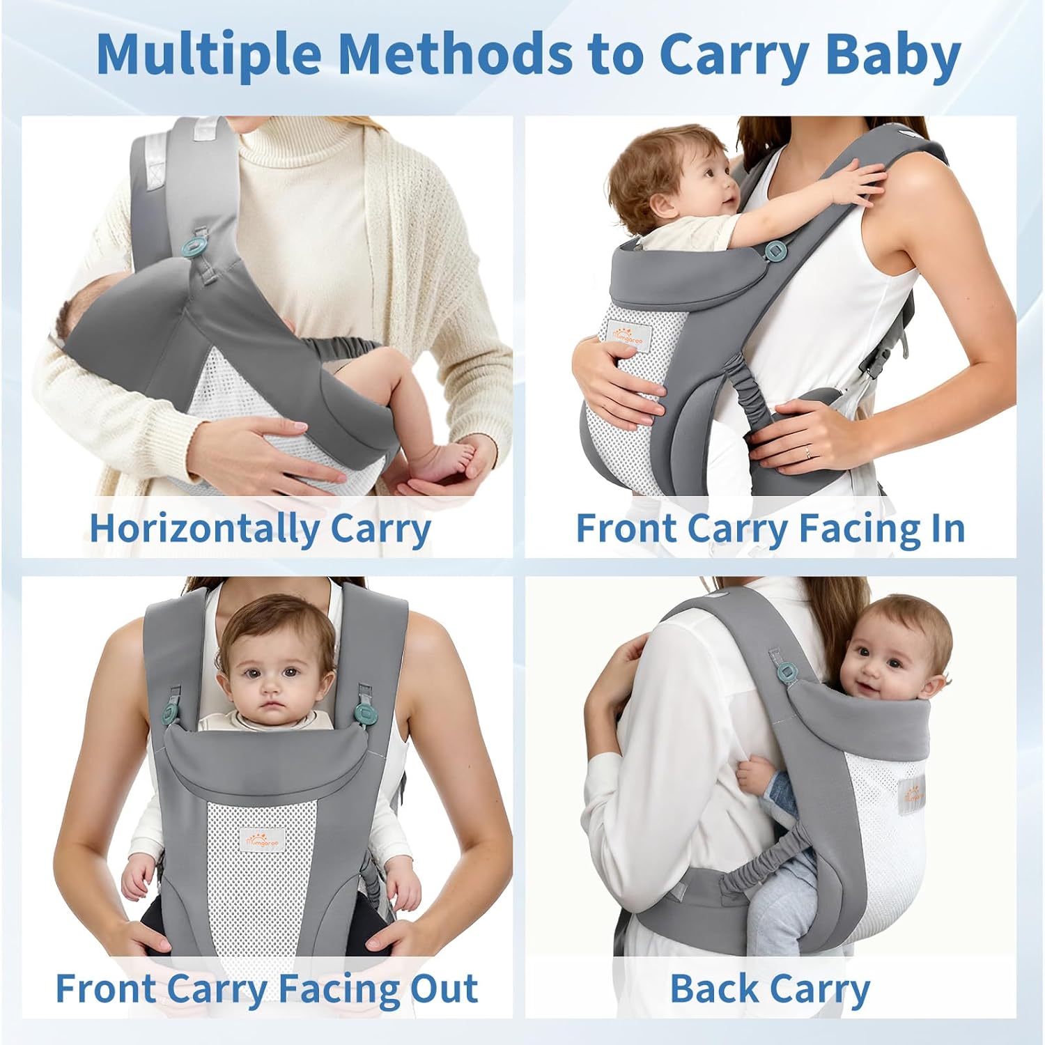 Thumbnail 2 de Mumgaroo Marsupio Neonato Ergonomico 4 in 1 (3–15 kg): comodo da mettere e adatto a più posizioni