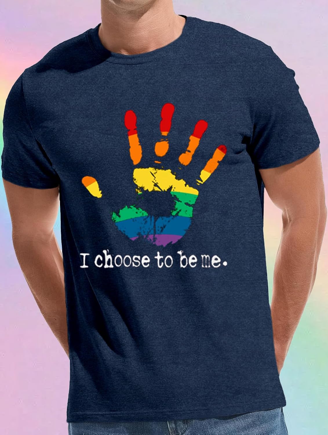 Detalle de Qskall Men's Pride T Shirt – Rainbow LGBT Gift Tee