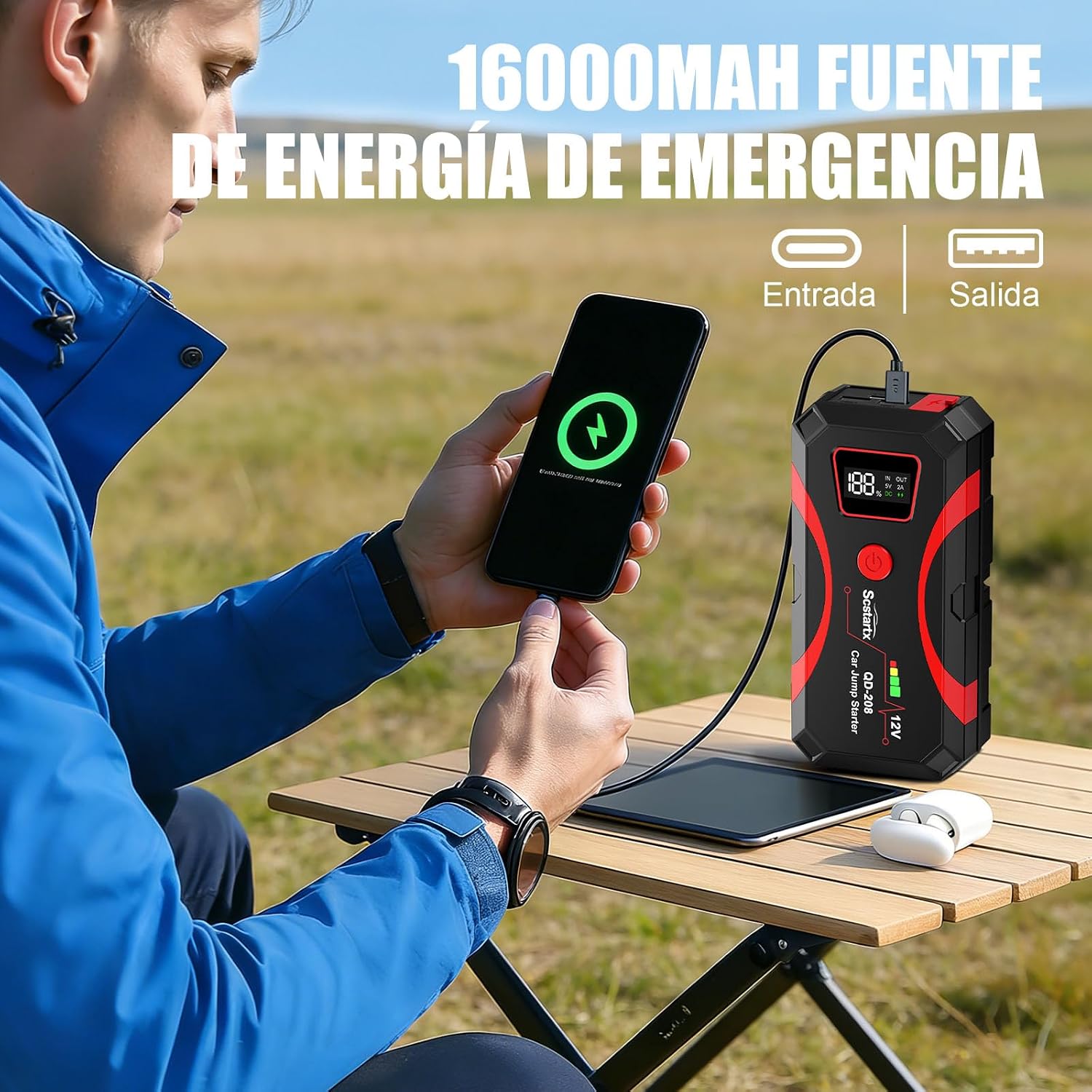 Detalle 2 de Arrancador de batería 2000A portátil