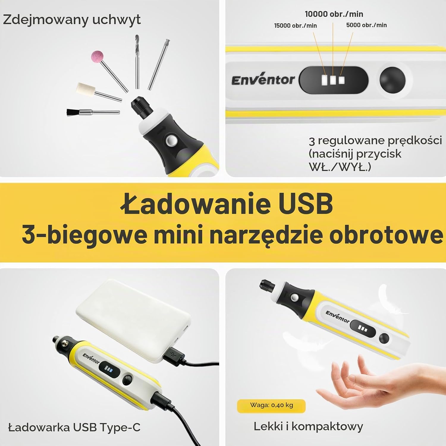Thumbnail 3 de Enventor 94703 – bezprzewodowe narzędzie obrotowe 4 V, 5000–16000 obr./min