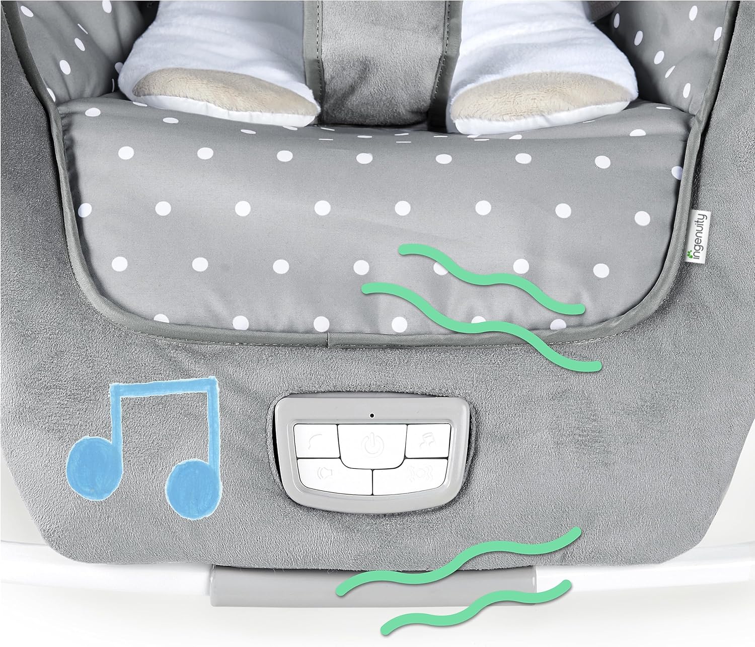 Detalle de Ingenuity Transat Évolutif et Siège Sauteur Bébé – Cuddle Lamb, 0 à 18 kg