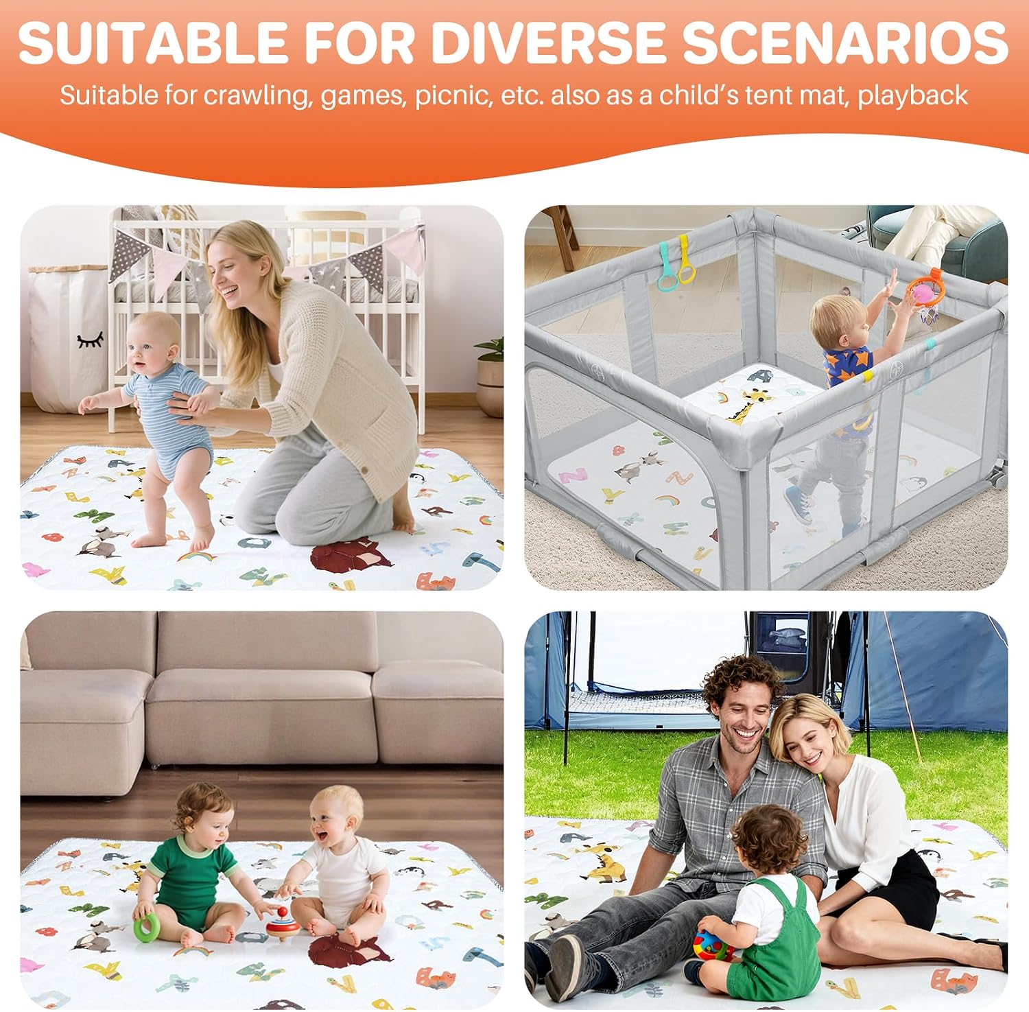 Thumbnail 6 de FUNYKICH Folding Wildlife Playpen Mat 150x150cm