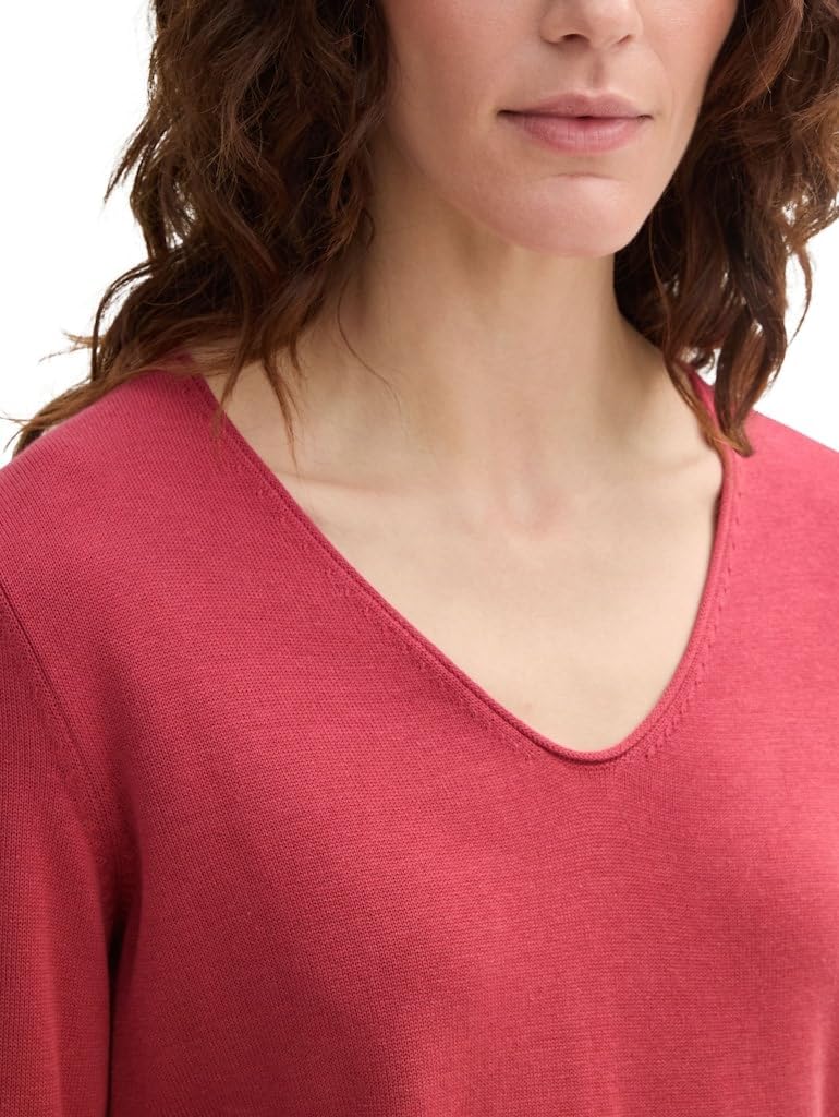 Detalle 2 de TOM TAILOR Damen-Strickpullover mit V-Ausschnitt (langarm)