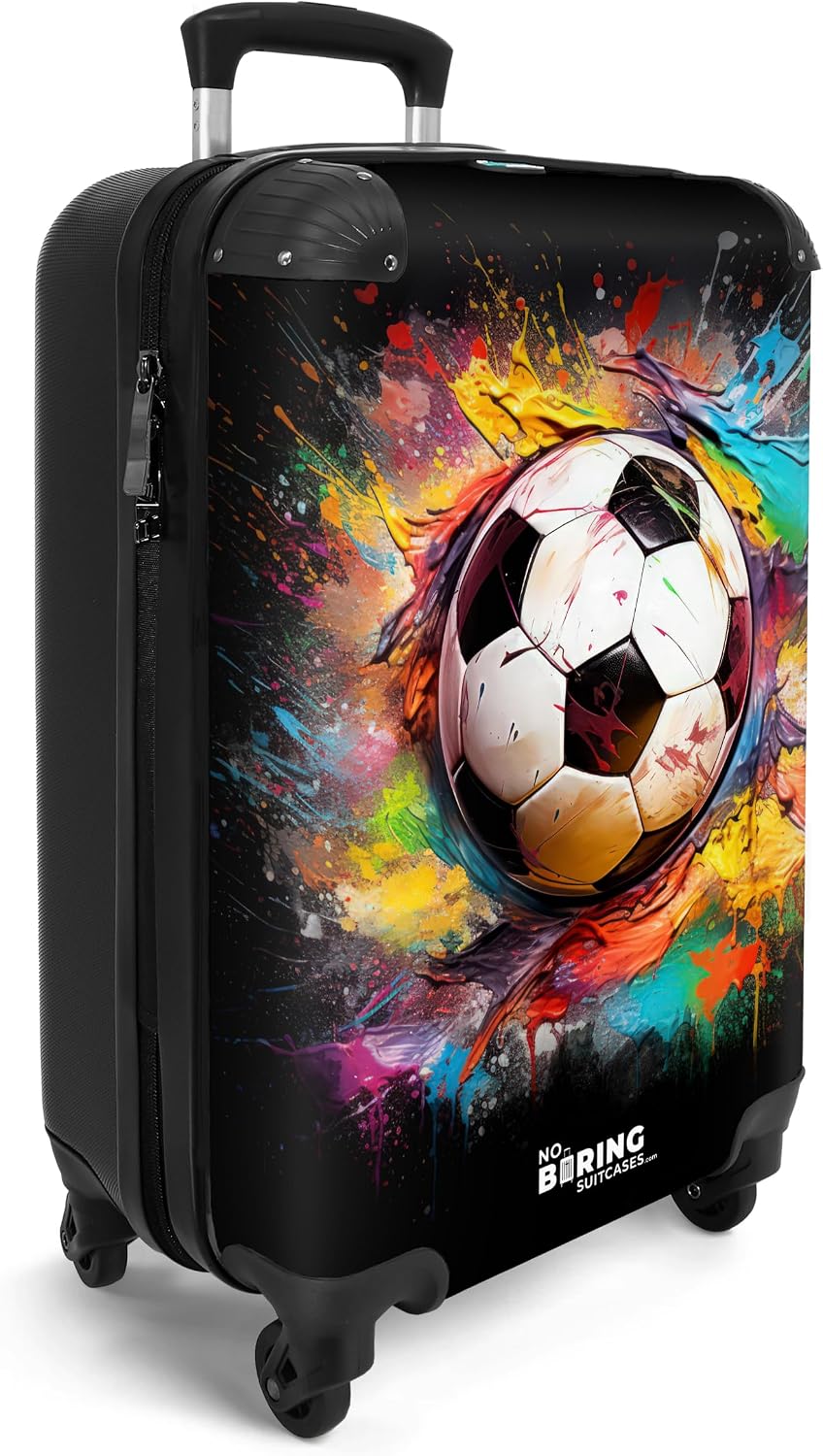 Detalle de NoBoringSuitcases.com Trolley Bagaglio a Mano 55x40x20 cm, 2,6 kg – Pallone da Calcio Multicolore