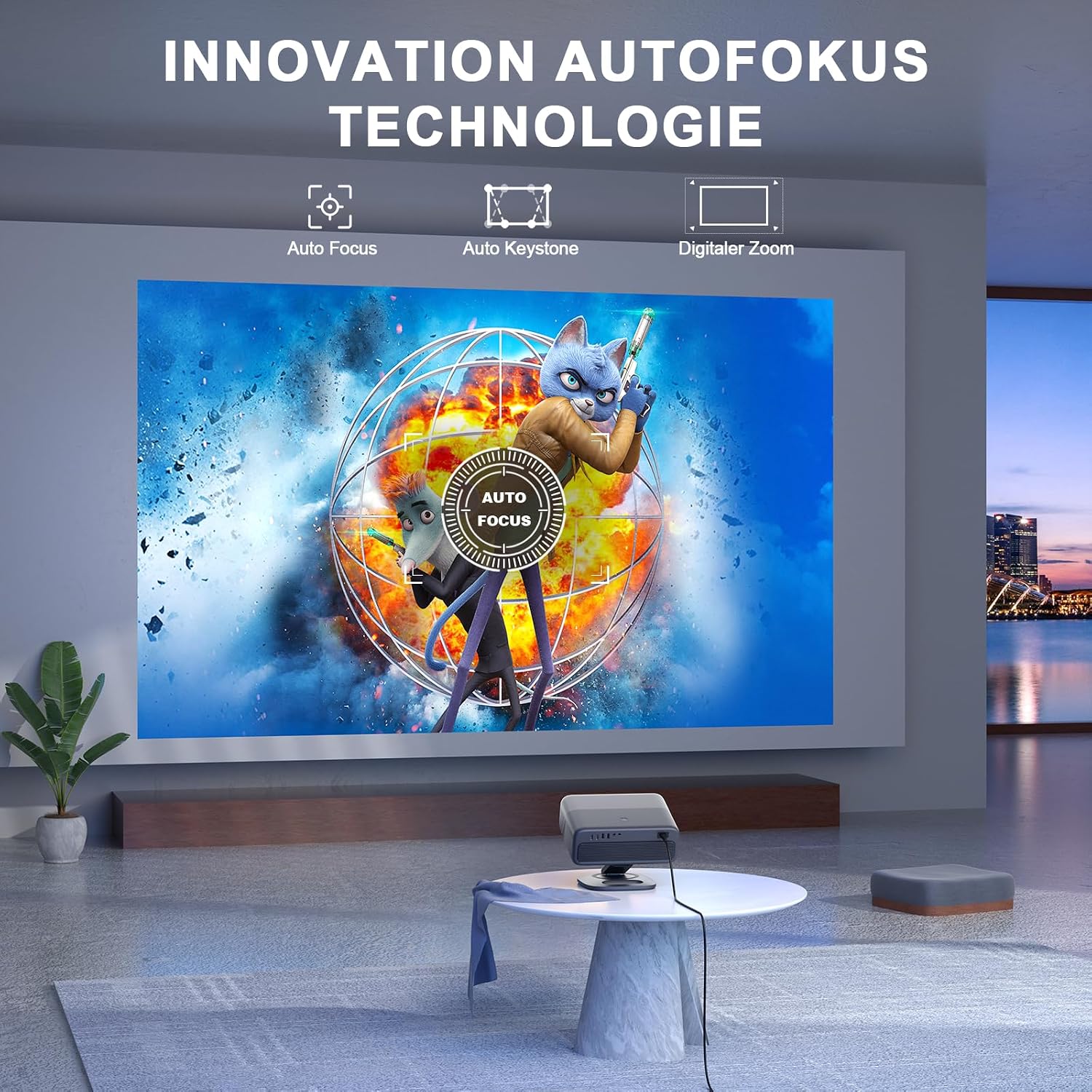 Detalle de Smart Beamer 4K mit Netflix-Fähigkeit und Dolby Audio – VISSSP 4000 ANSI
