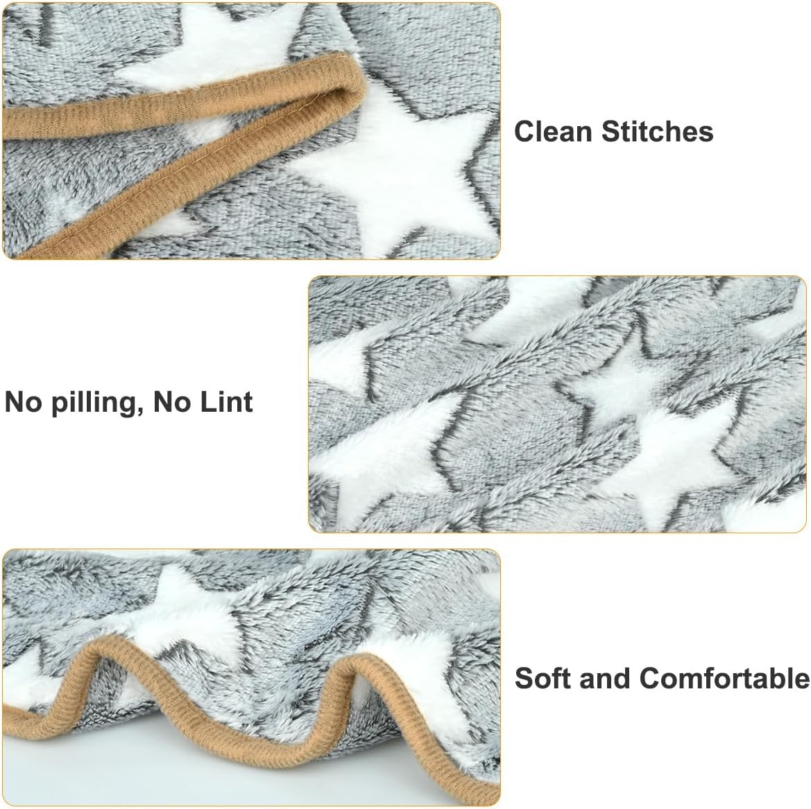Thumbnail 2 de 3 Pcs XL Pet Soft Dog Blankets Washable – 107x75cm & 76x53cm, Paw Bone Print Fluffy Fleece Set