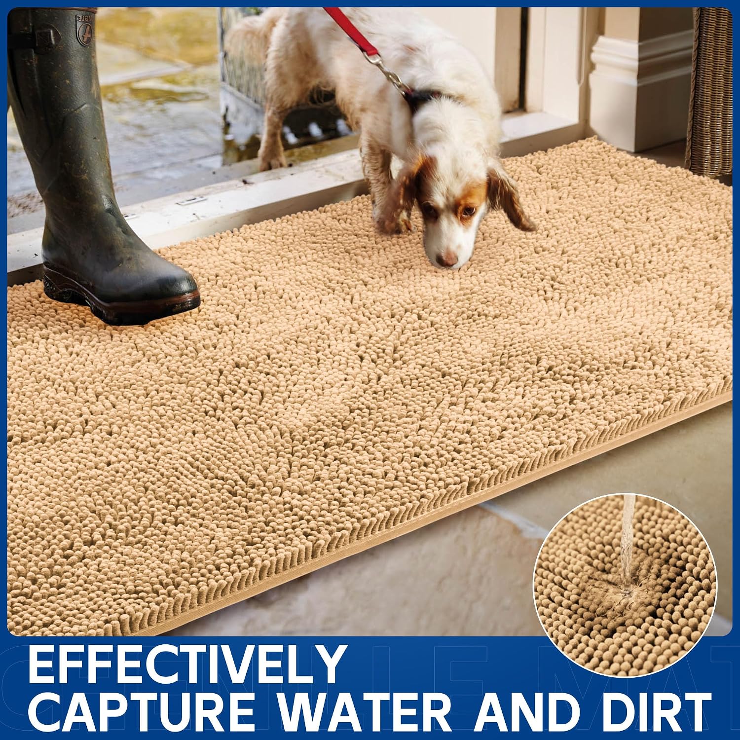 Detalle de Naturei Chenille Front Door Mat 72" x 36