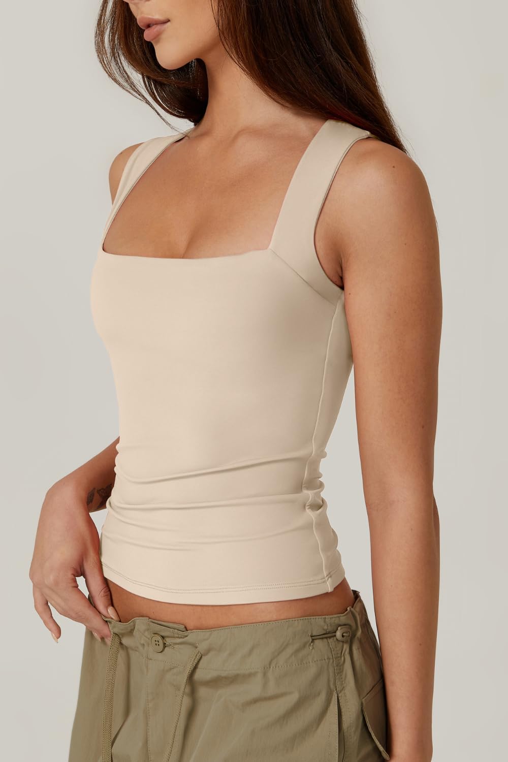 Thumbnail 1 de QINSEN Sleeveless Square-Neck Layering Top for Women — Double-Layer Fitted Blouse