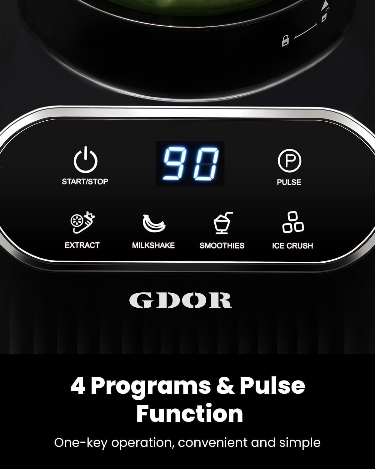 Detalle de GDOR TB-8008 1200W Blender with 52 oz Glass Jar, To-Go Cup and 5 Programs