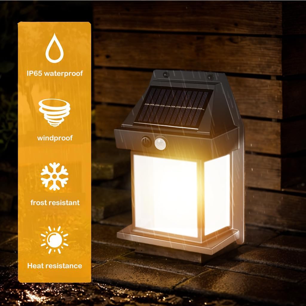 Detalle de Hqynss Solar Lights Outdoor (2 Pack): IP65 Waterproof Wall Lanterns with Motion Sensor and 3 Modes