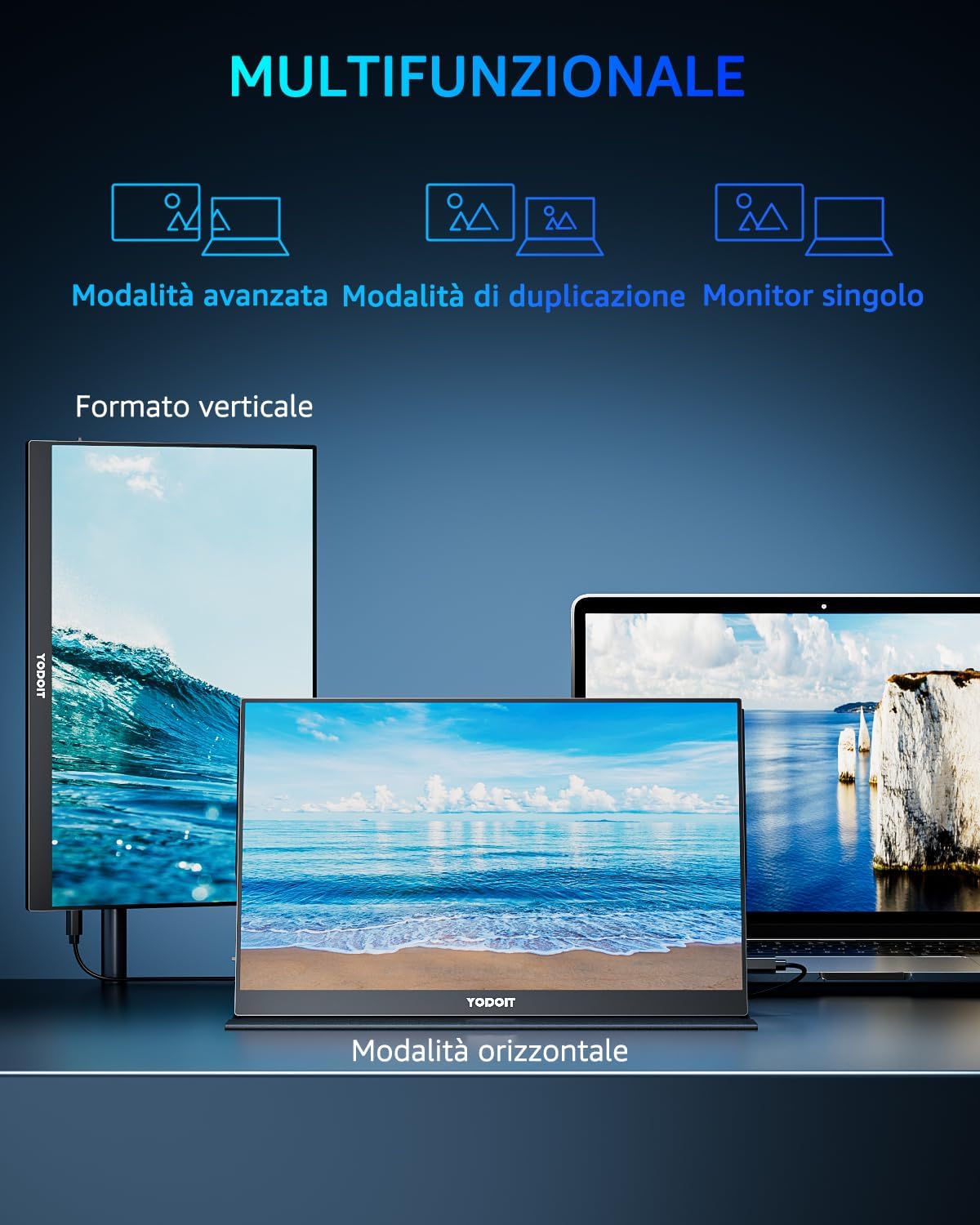 Thumbnail 3 de Yodoit Monitor Portatile 144Hz da 15,6" FHD IPS con Smart Cover e USB Type-C