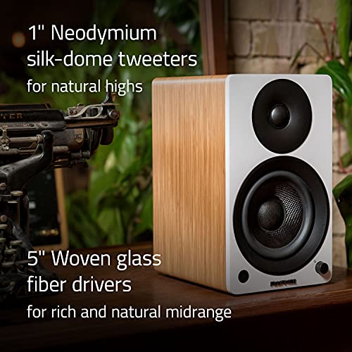 Detalle de Fluance Ai41 altavoces estéreo 2.0 de estantería con amplificador 90 W y Bluetooth 5 (Nogal natural)