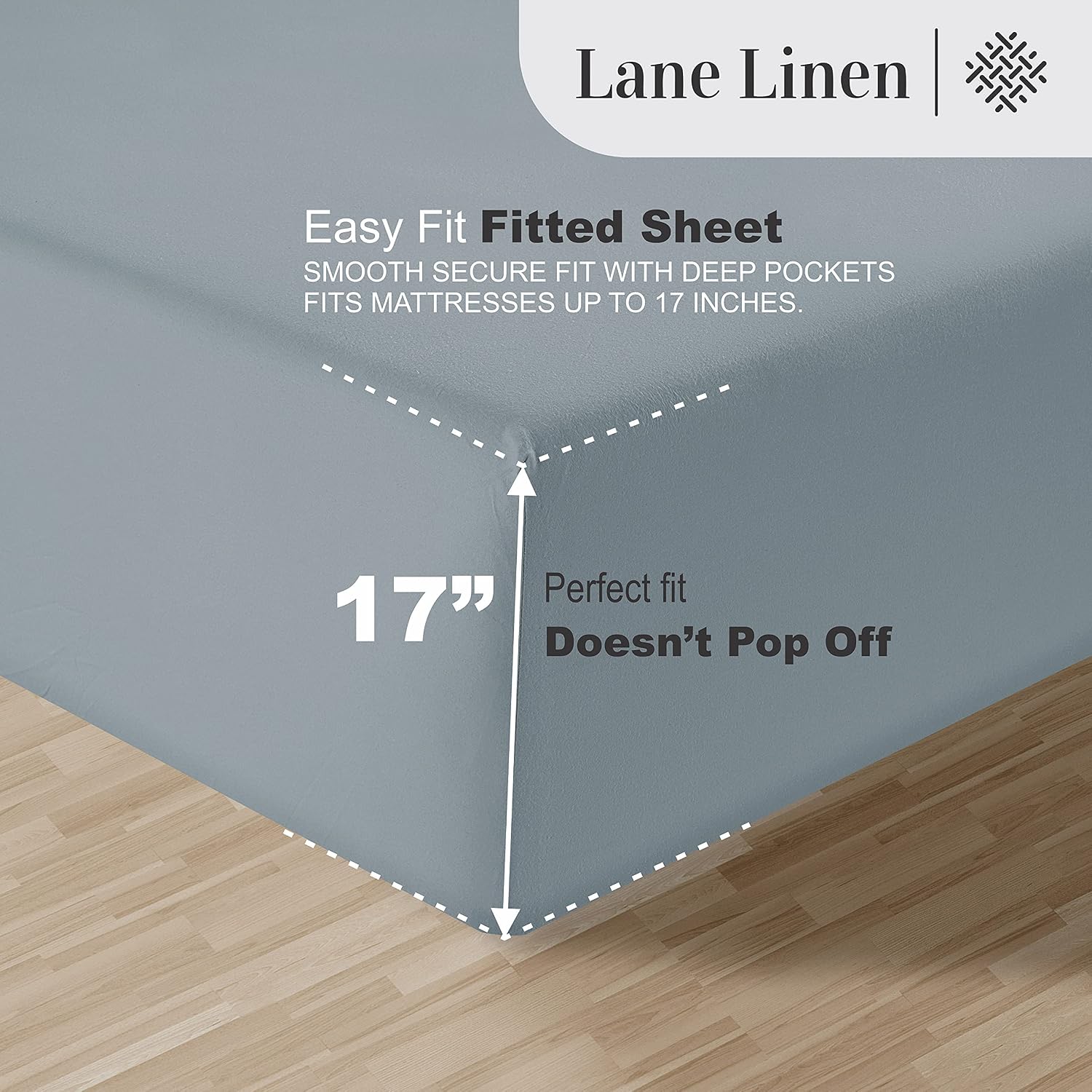 Thumbnail 5 de LANE LINEN 1000TC4PCSOECKSS-FBL King Sheet Set, 1000 TC Egyptian Cotton