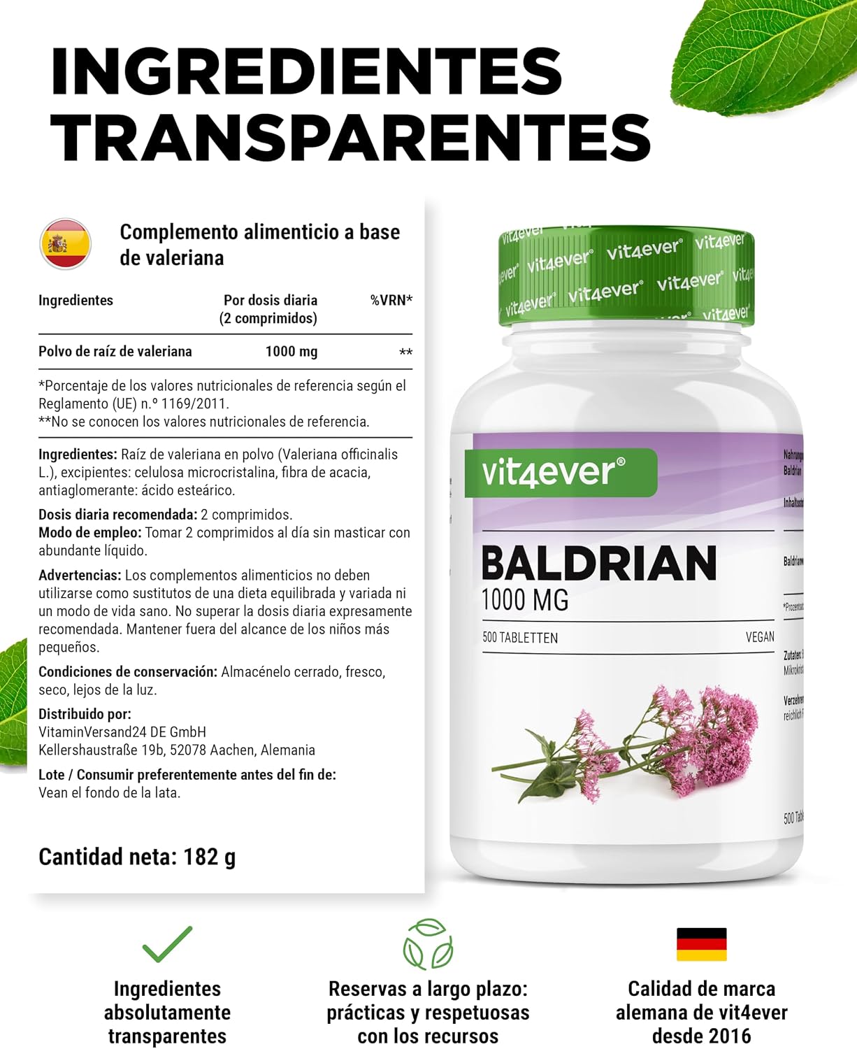 Thumbnail 4 de Valeriana 500 comprimidos 1000 mg ración