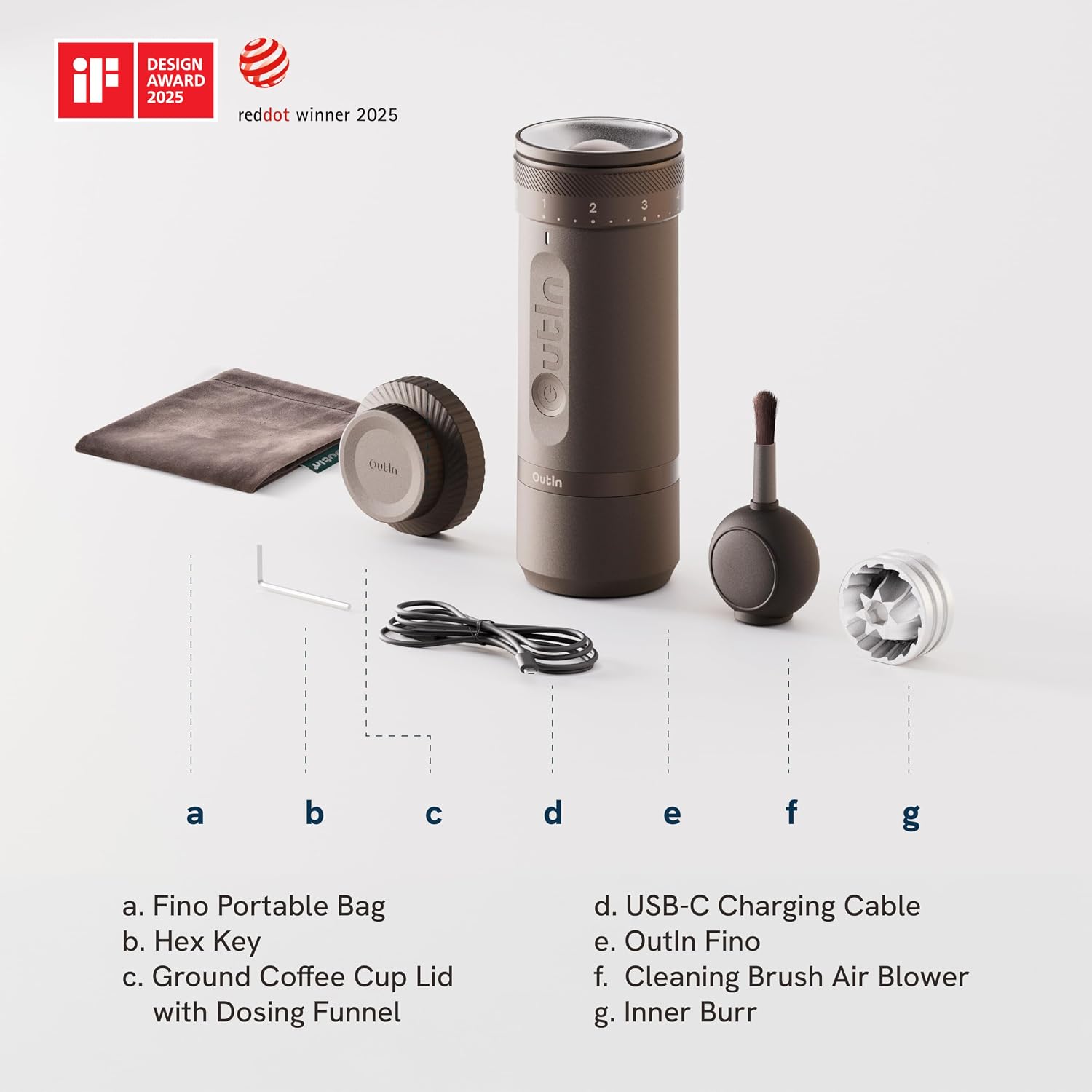 Detalle 2 de OutIn Fino Portable Electric Grinder 28 settings