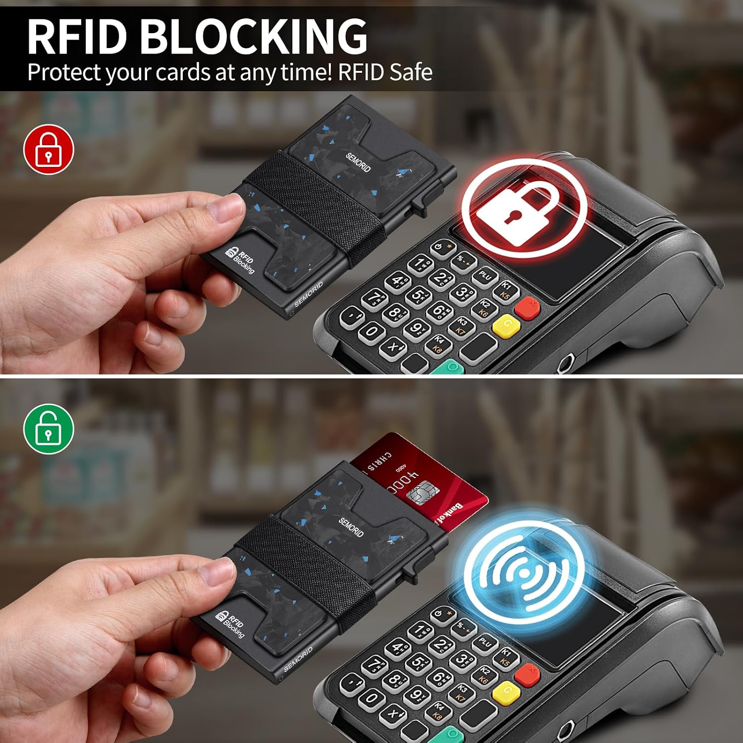 Detalle 1 de SEMORID Mens Wallet, Slim RFID £ Pop up