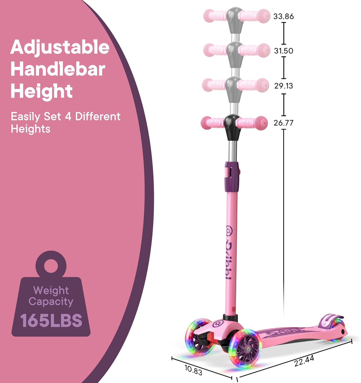 Detalle 2 de Dribbl 3-Wheel Lean-to-Steer Kids Scooter