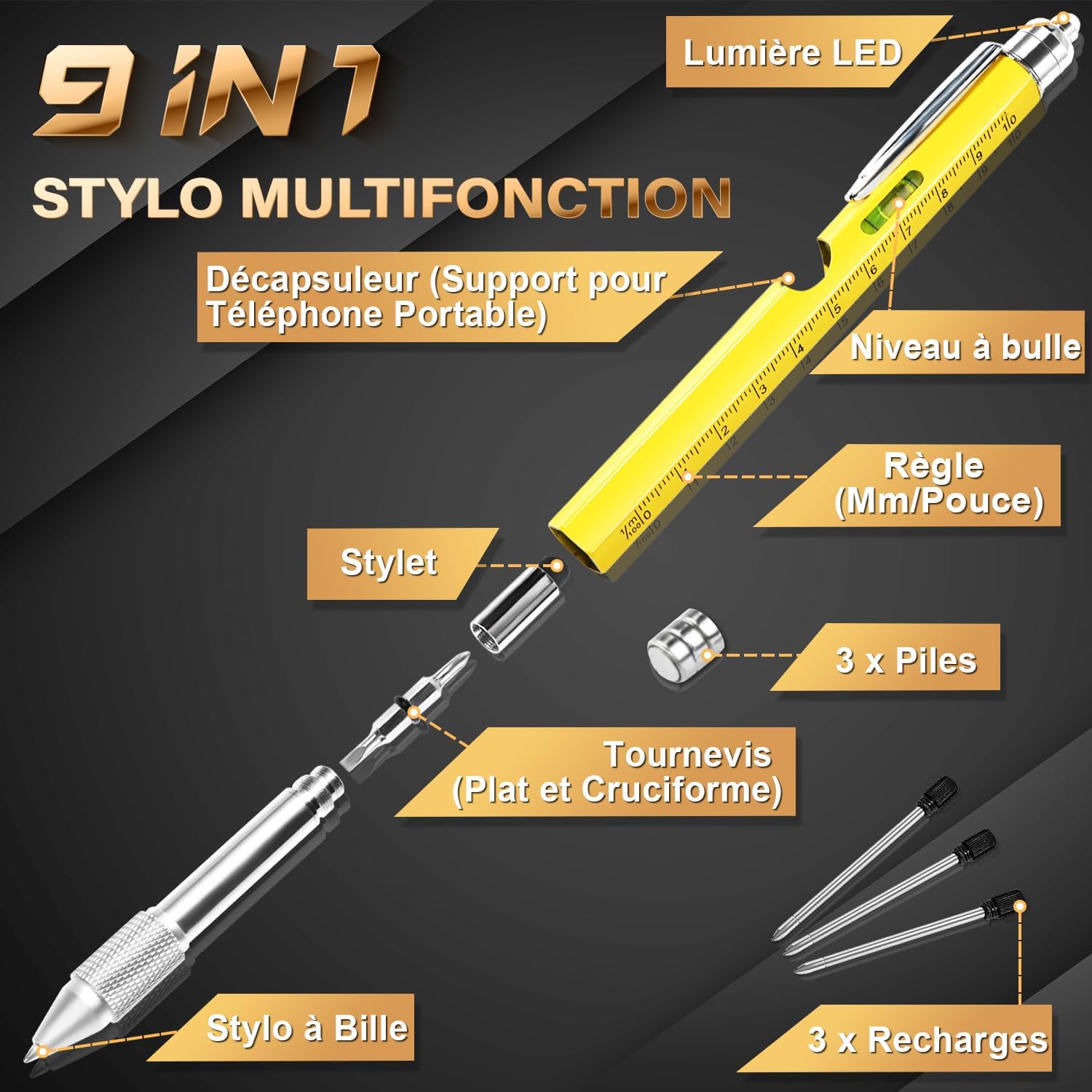 Thumbnail 2 de Maqhpu Stylo multifonction 9 en 1 ✒️