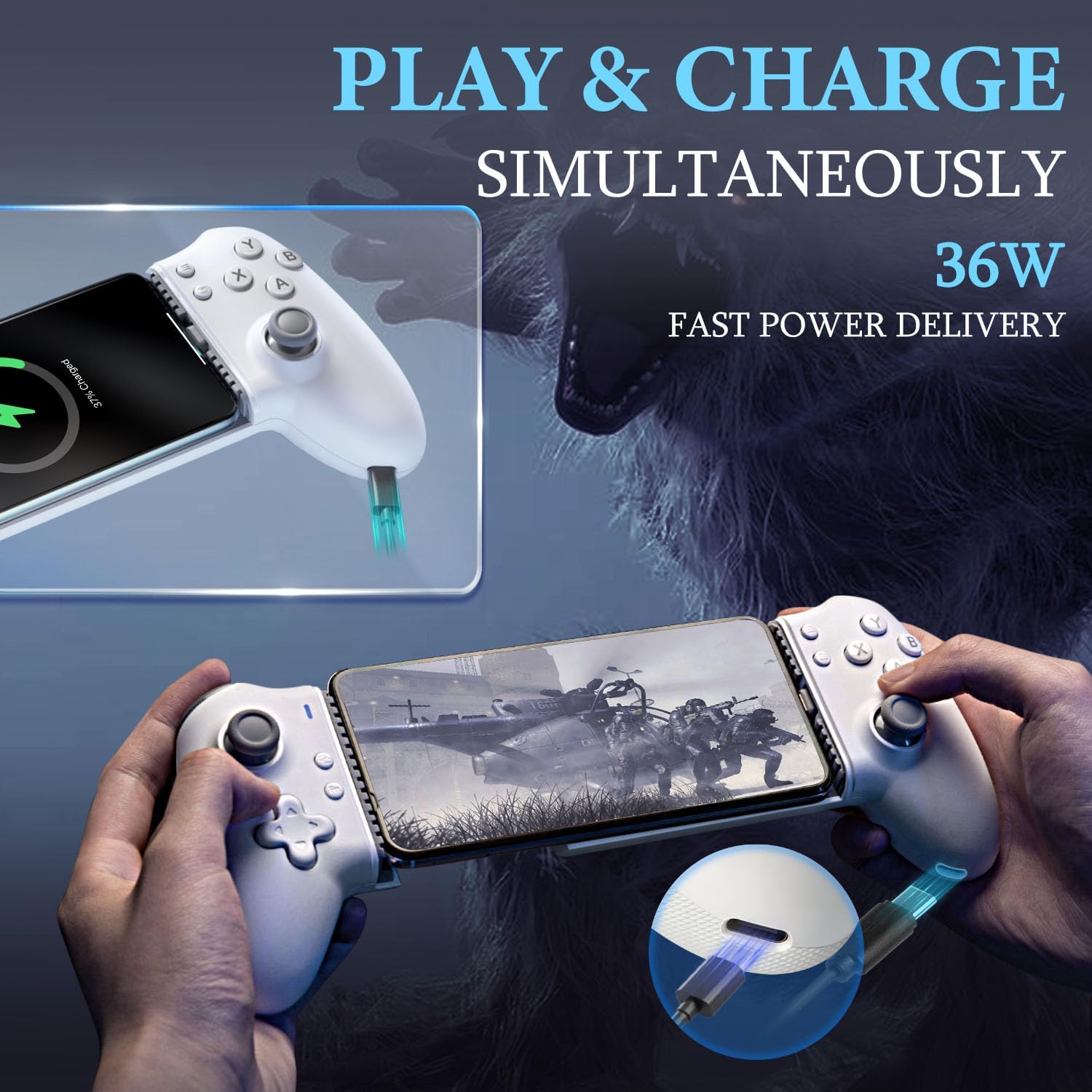 Thumbnail 4 de ATUTEN Phone Game Controller Android: Hybrid Wireless/Wired Gamepad for Android and iPhone