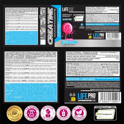 Thumbnail 7 de Creatina Monohidratada Creapure Life Pro – 250 g (Lollipop) de LIFE PRO NUTRITION