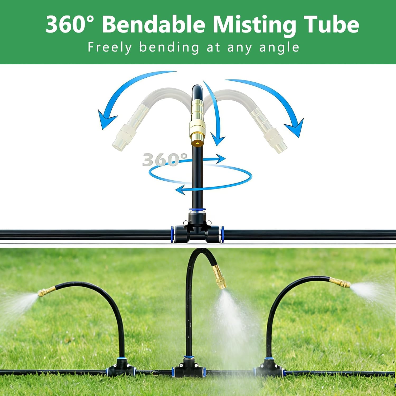 Thumbnail 1 de 100FT Drip Irrigation System with 16 Copper Adjustable Nozzles – 1/4 Inch Hose for Gardens, Raised Beds, Greenhouses & Yard