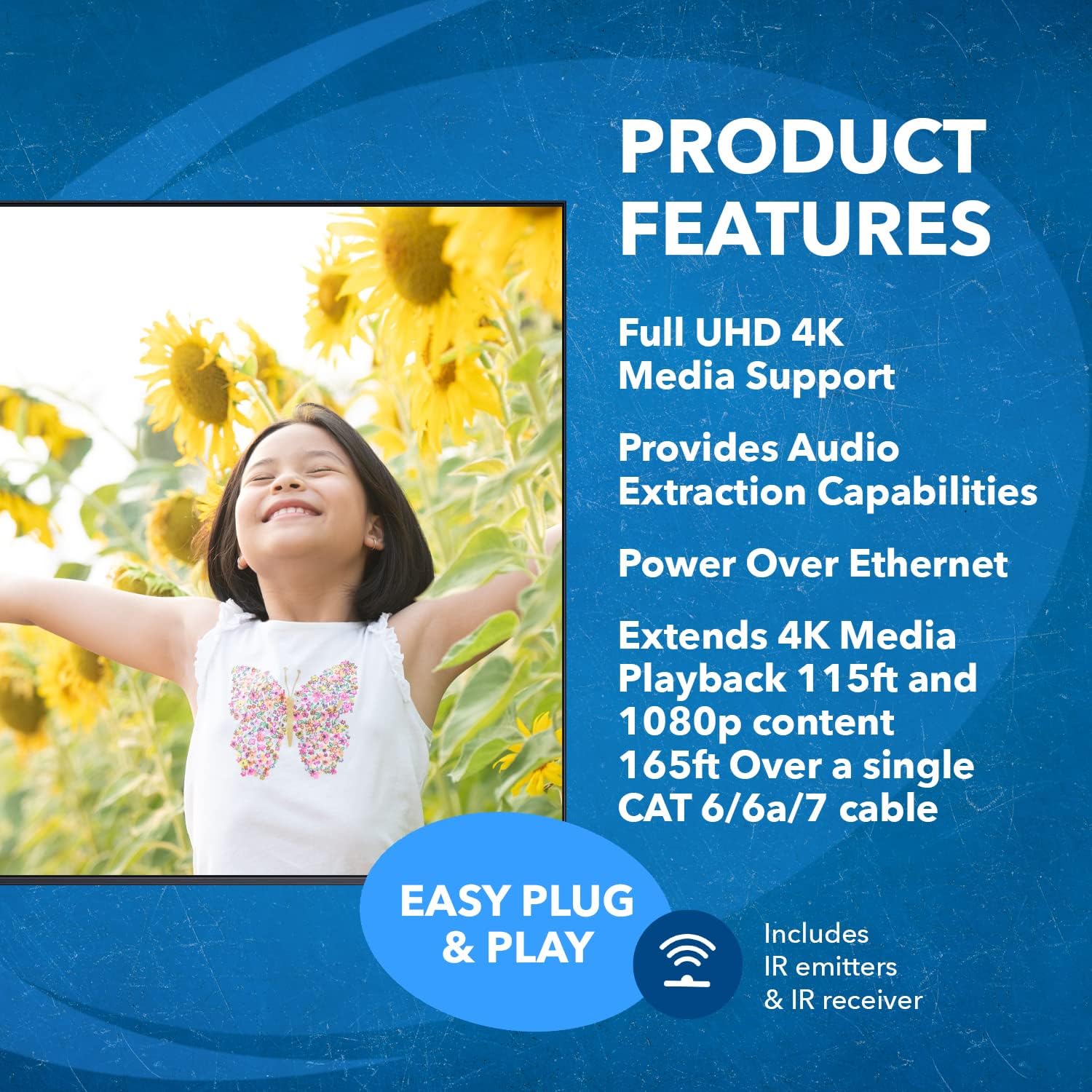 Thumbnail 5 de OREI 4K 1x8 HDMI Extender Splitter (Cat6/7), 4K@60Hz, HDCP 2.2 with IR Remote & EDID Management