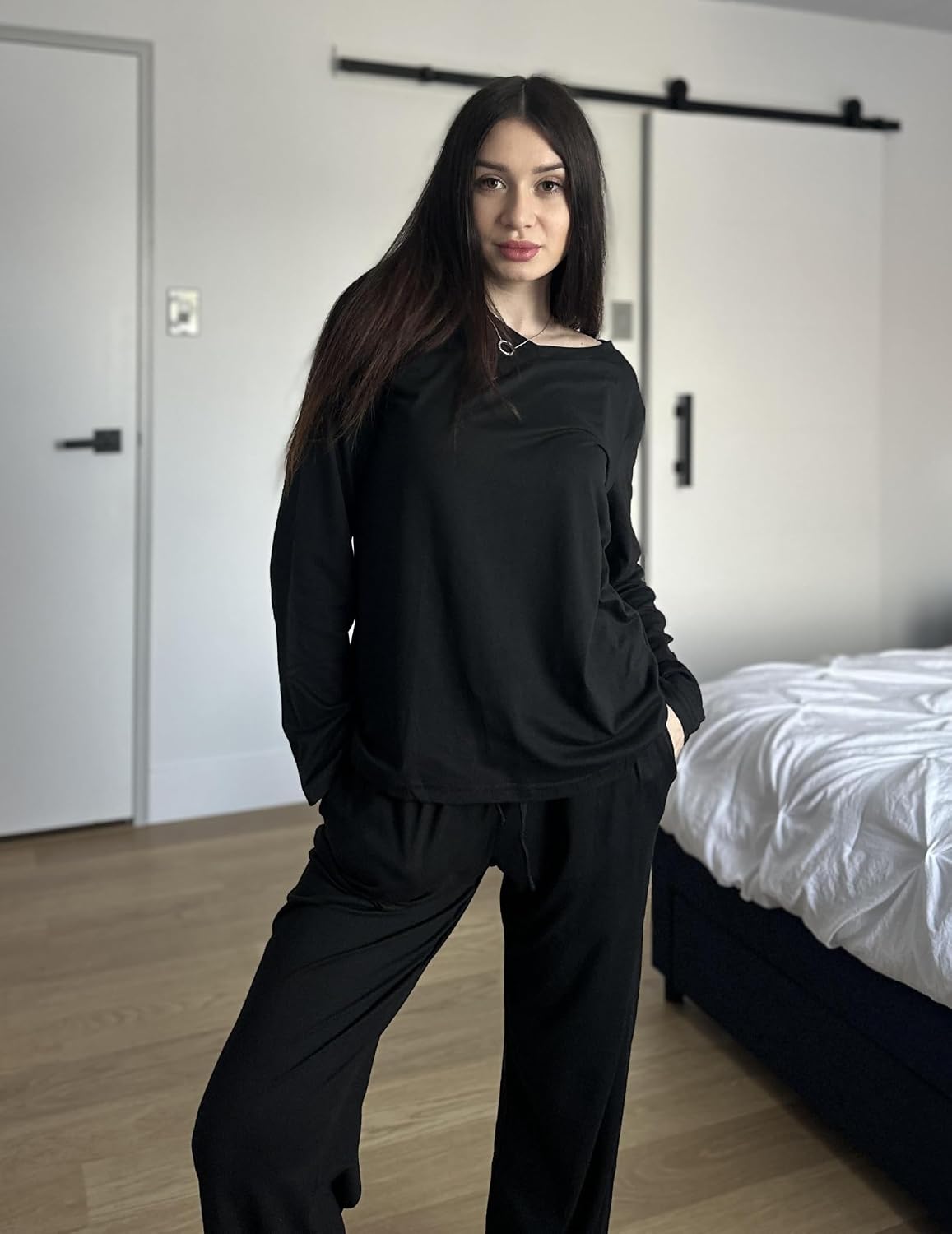 Thumbnail 2 de Ekouaer Women’s 2-Pack Pajama Sets with Long Sleeves, V-Neck Tops and Pockets