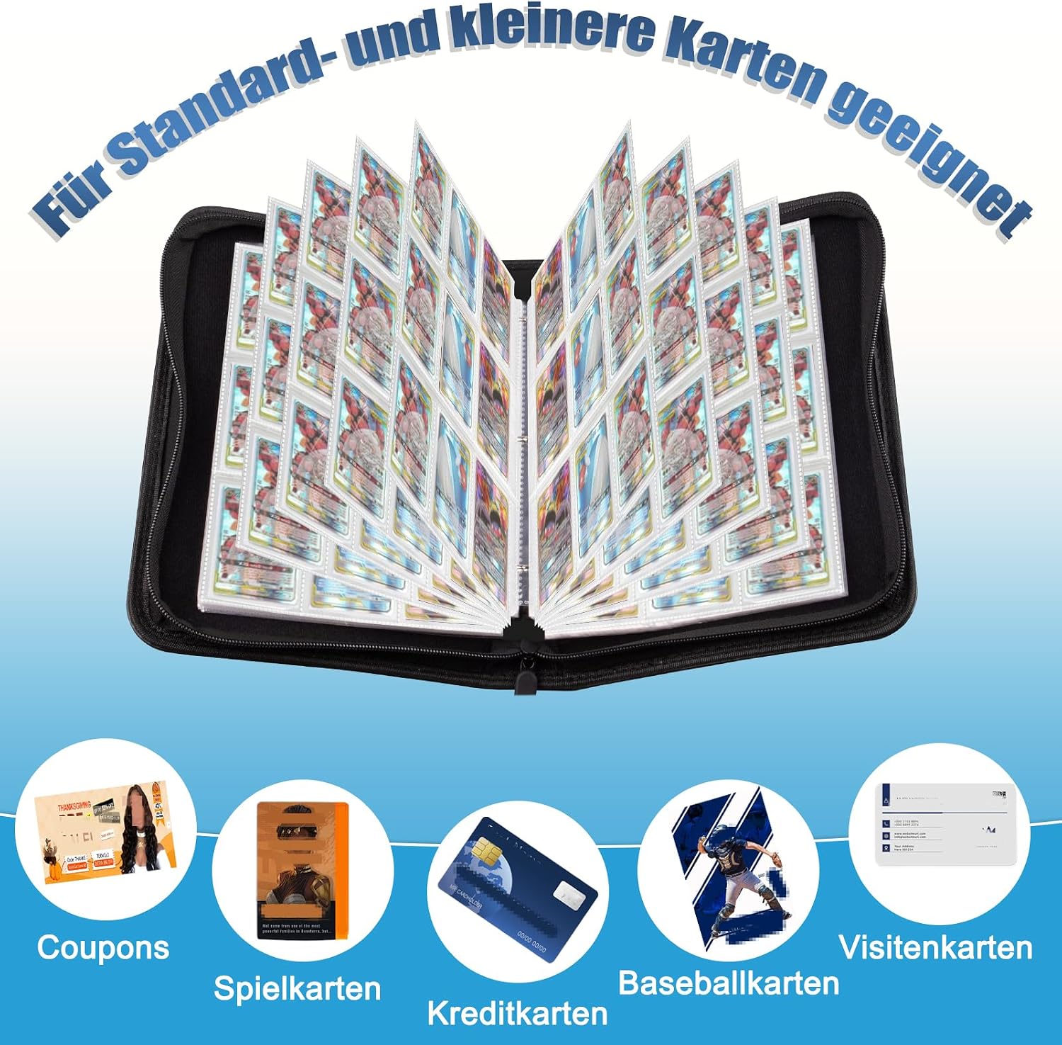 Detalle de Sammelalbum für Karten – 400 Karten Fassungsvermögen, Premium PU-Material, wasserdicht & staubdicht