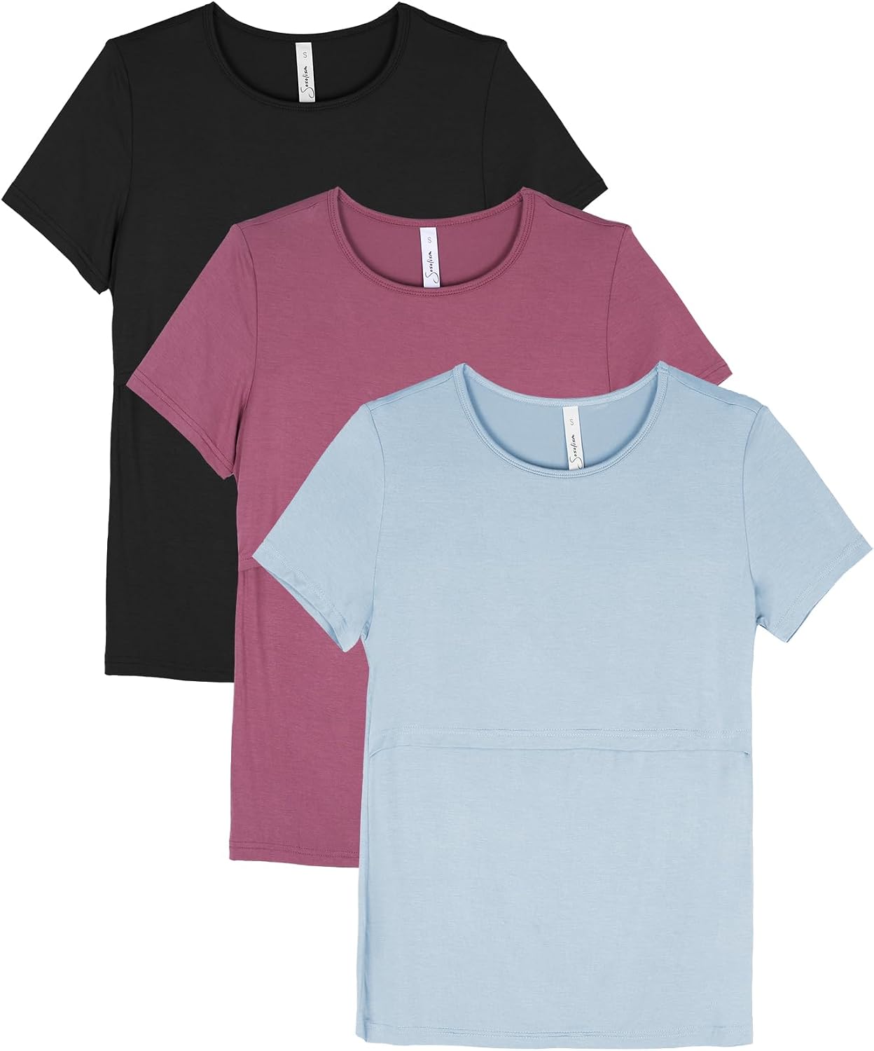 Thumbnail 6 de Sosolism Women's Maternity Nursing Tops 3-Pack: Discreet, Stretchy Comfort for Breastfeeding