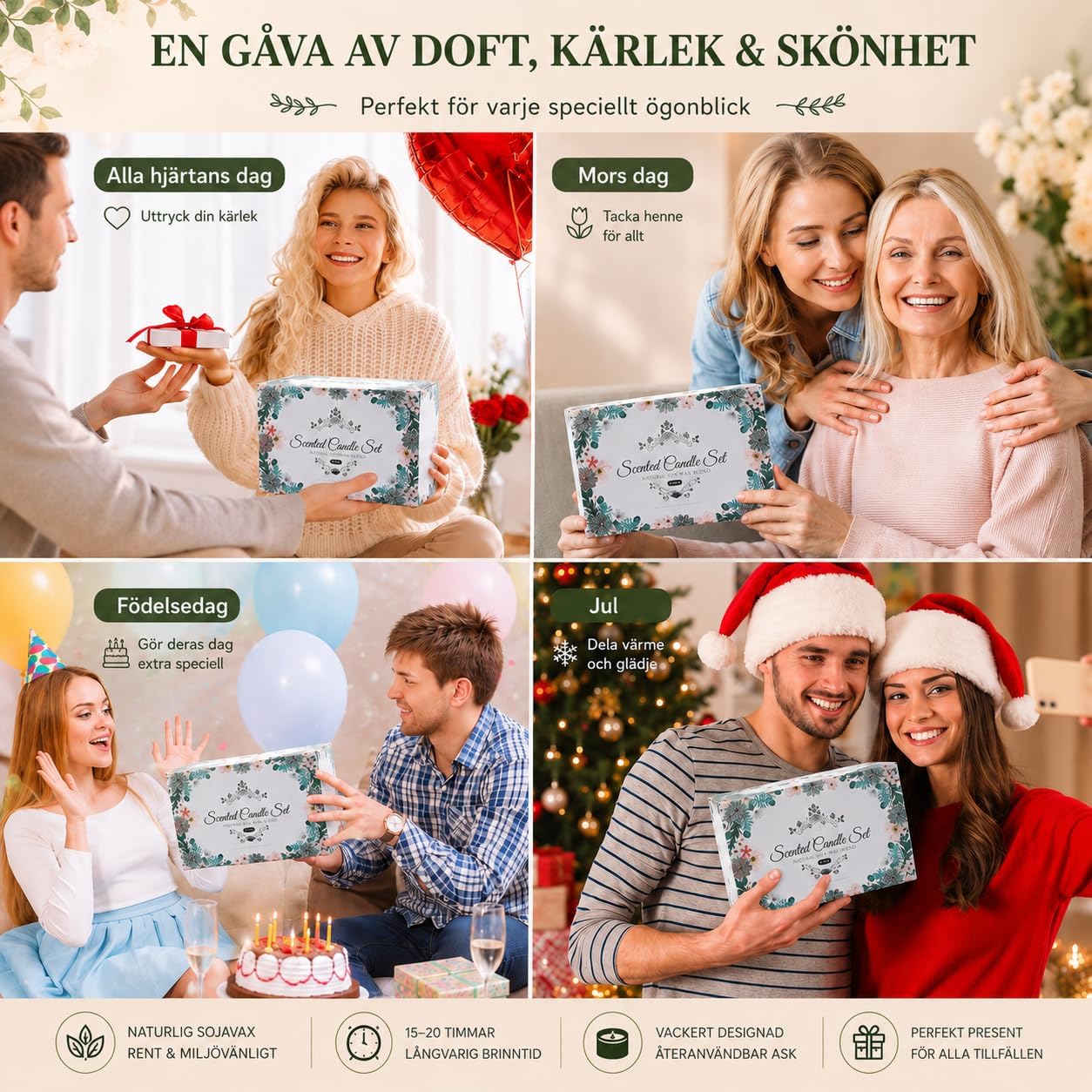 Detalle de CREASHINE doftljus i set om 12 med sojavax och 12 olika dofter