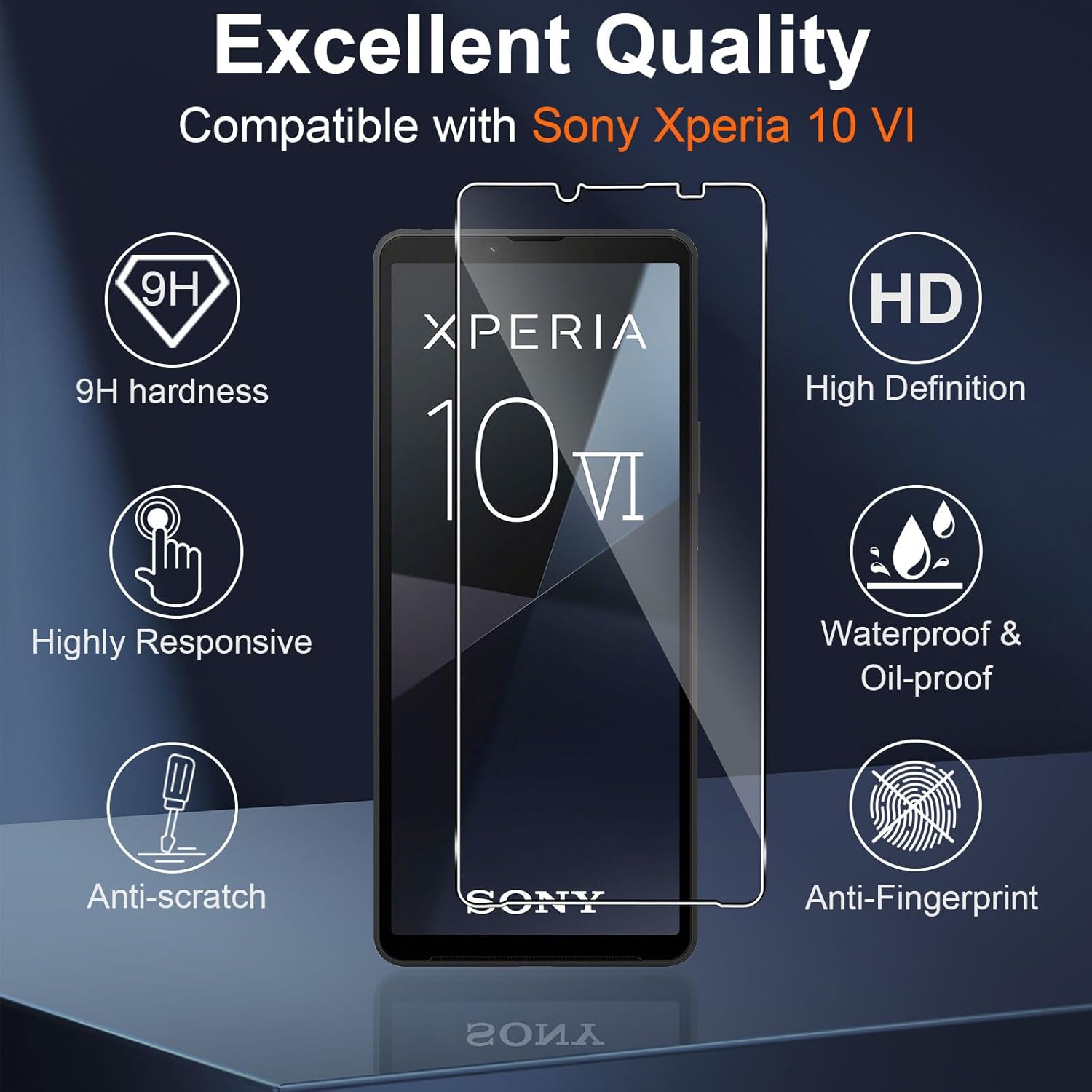 Thumbnail 1 de Vanrain Panzerfolie + Kameraschutz für Sony Xperia 10 VI – 2x Displayschutzglas (9H) mit Ausrichthilfe