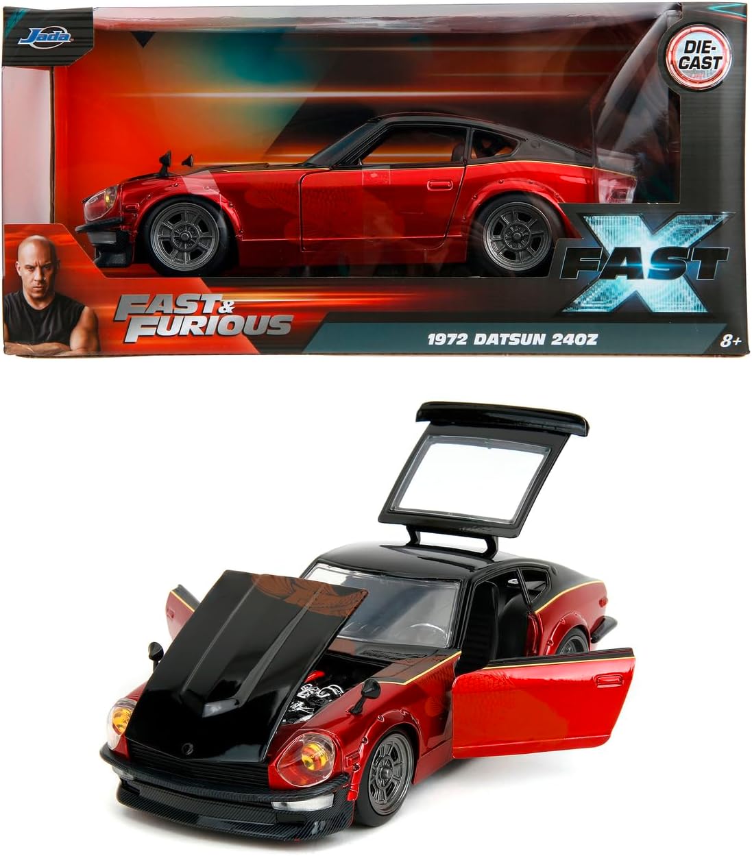 Thumbnail 6 de Jada Toys Fast and Furious Modellauto 1972 Datsun 240Z (rot) – Maßstab 1:24, Filmauto aus Fast X