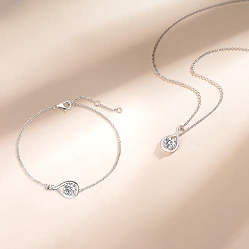 Detalle de FANCIME Collar de Piedra de Nacimiento para Mujer | Colgante Infinito en Plata de Ley