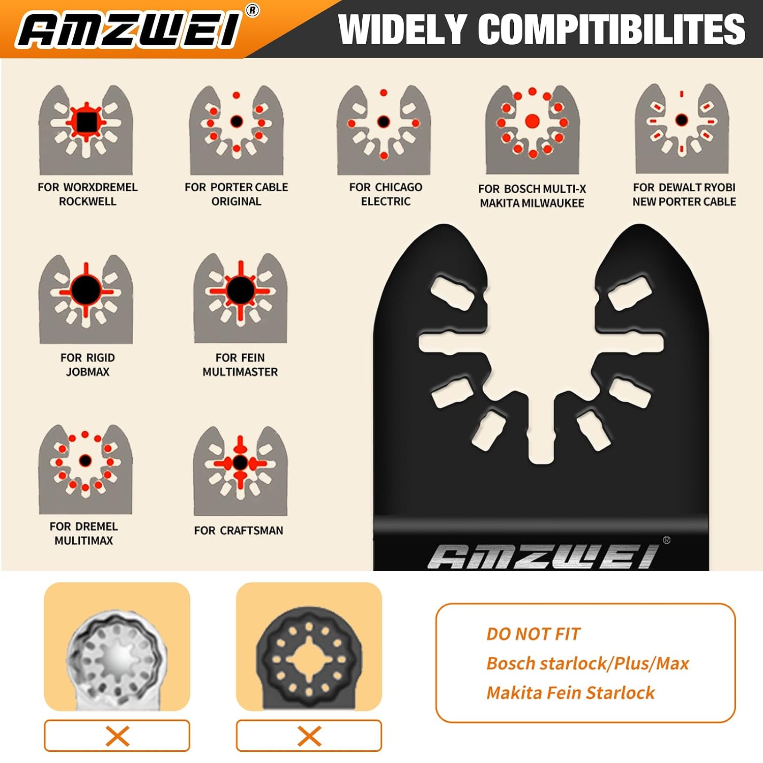 Thumbnail 6 de AMZWEI JP038 153-Piece Oscillating Tool Blade Set with Titanium Blades