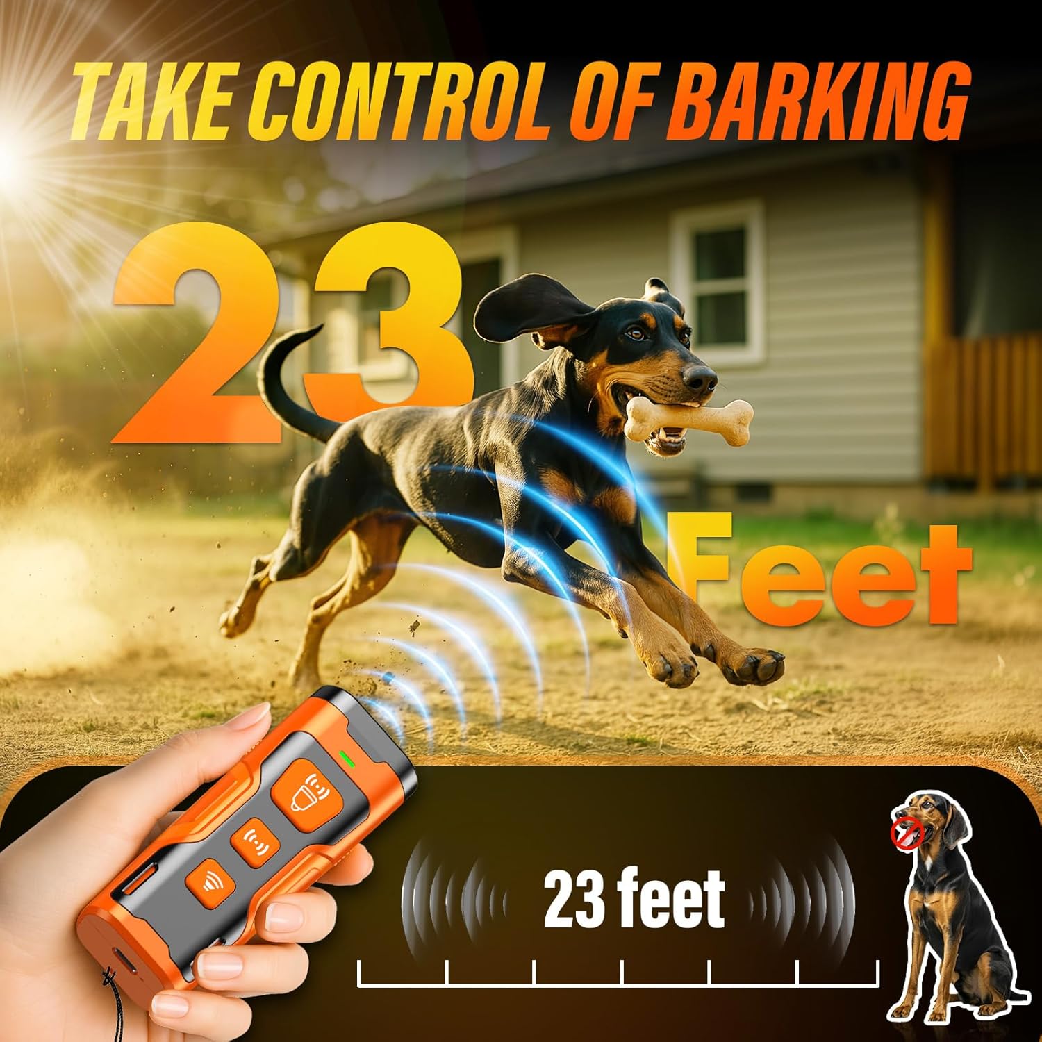 Thumbnail 2 de YUYQA Dog Bark Deterrent Device (3X Ultrasonic) with 6 Training Modes, Up to 23 FT Range