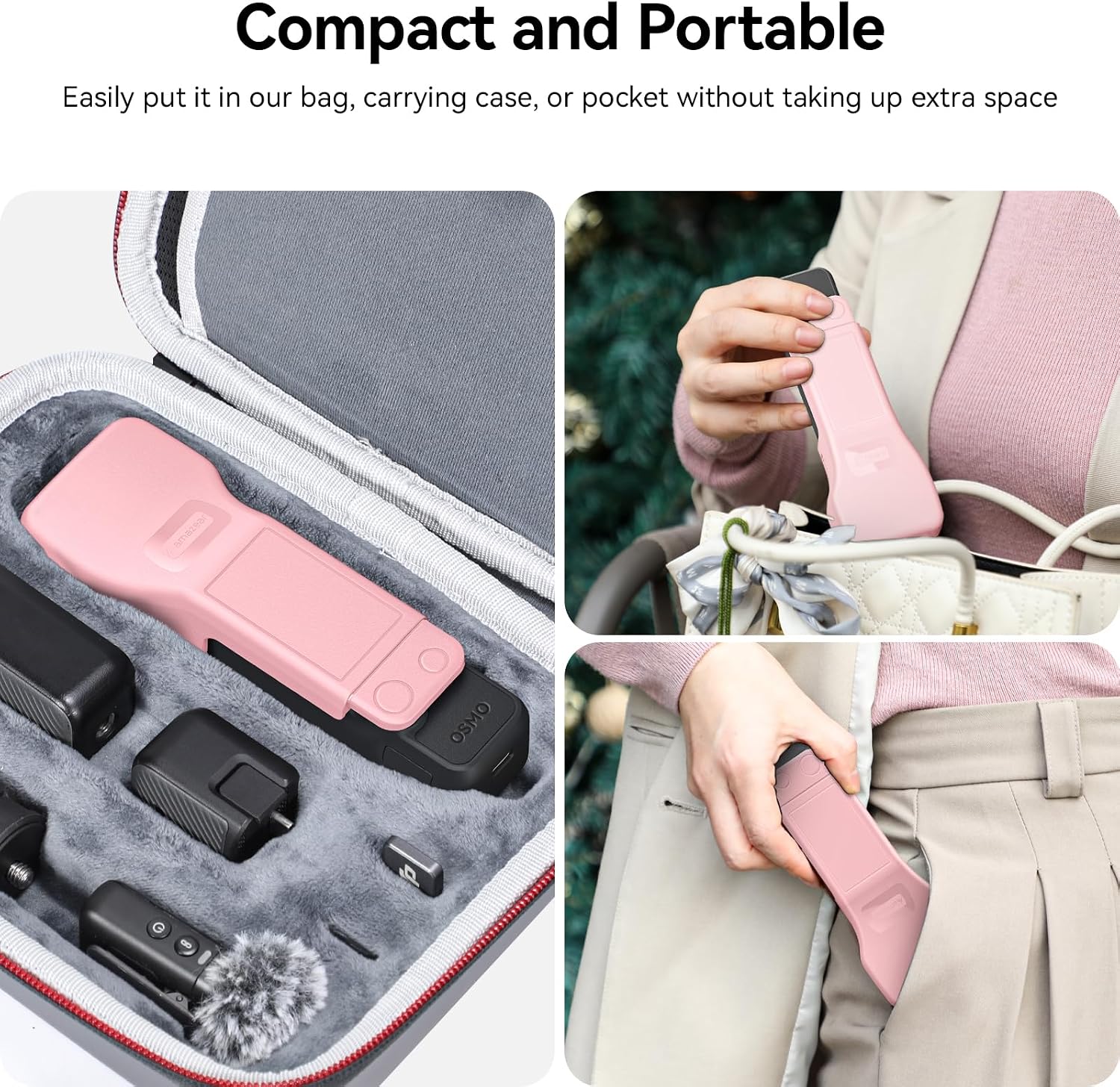 Detalle 2 de AMAZEAR Pocket 4/3 Hülle – Gimbal- und Display-Schutz für DJI Osmo Pocket 4/3 (Hellrosa)