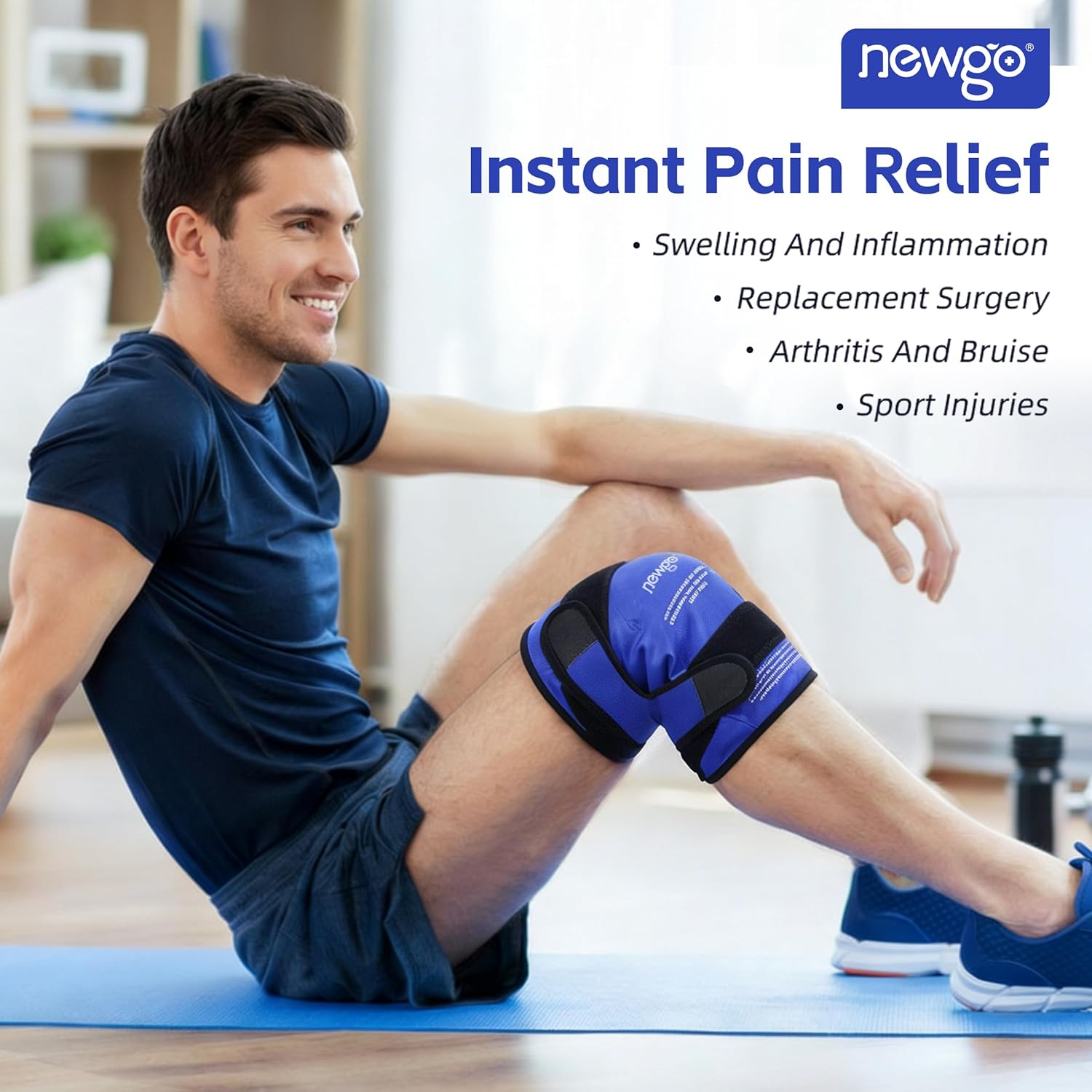 Thumbnail 4 de NEWGO Ice Pack for Knee Replacement Surgery, Reusable Gel Cold Pack Knee Ice Pack Wrap Around Entire Knee for Knee Injuries, Knee Ice Wrap for Pain Relief, Swelling, Bruises (Blue)
NEWGO Ice Pack for Knee Replacement Surgery, Reu…