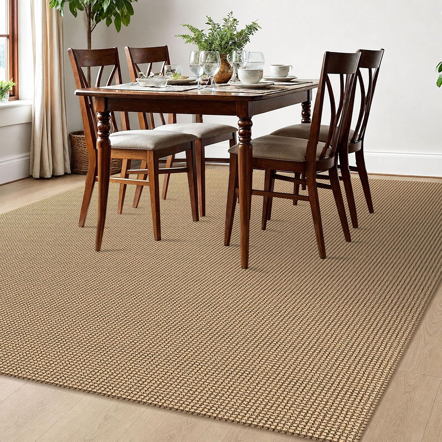 Thumbnail 6 de EARTHALL Woven Area Rugs 6x9 Ft Washable Non-Slip Braided Rug (Orange/Tan/Brown)