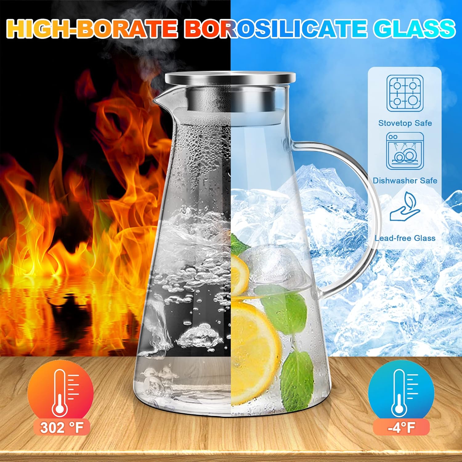 Thumbnail 1 de SUSTEAS 2.0 Liter Glass Pitcher for Cold Brew