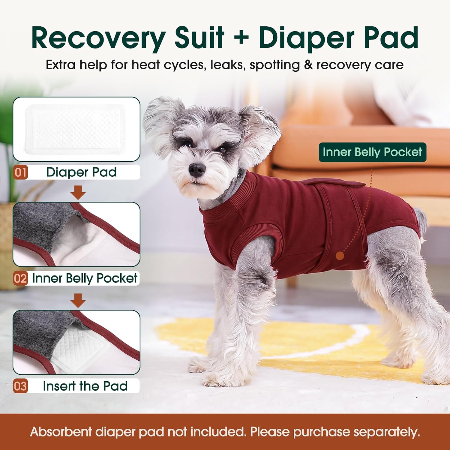 Thumbnail 6 de Kuoser Kuoser-Dog recovery suit037-Pink-M Dog Recovery Suit, Cotton-Spandex