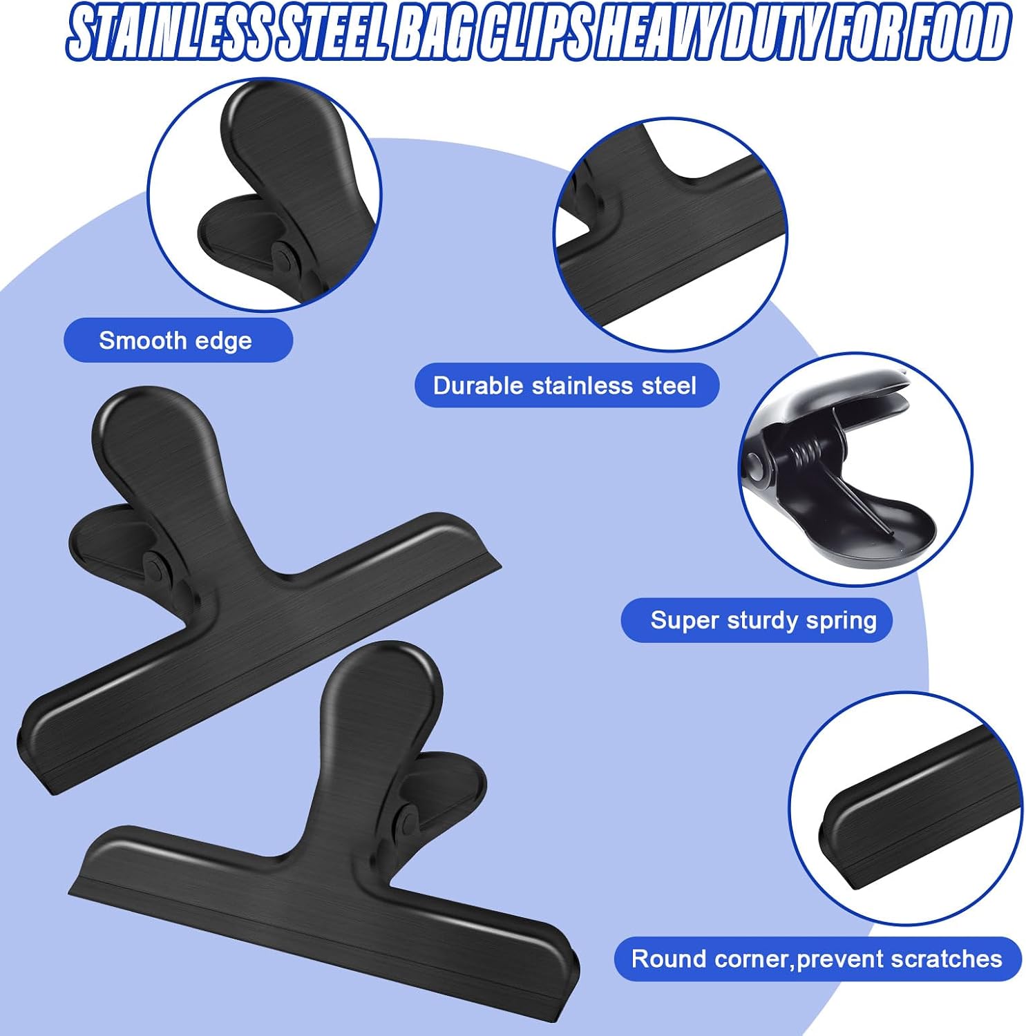Detalle 2 de Stainless steel bag clips, 24-pack