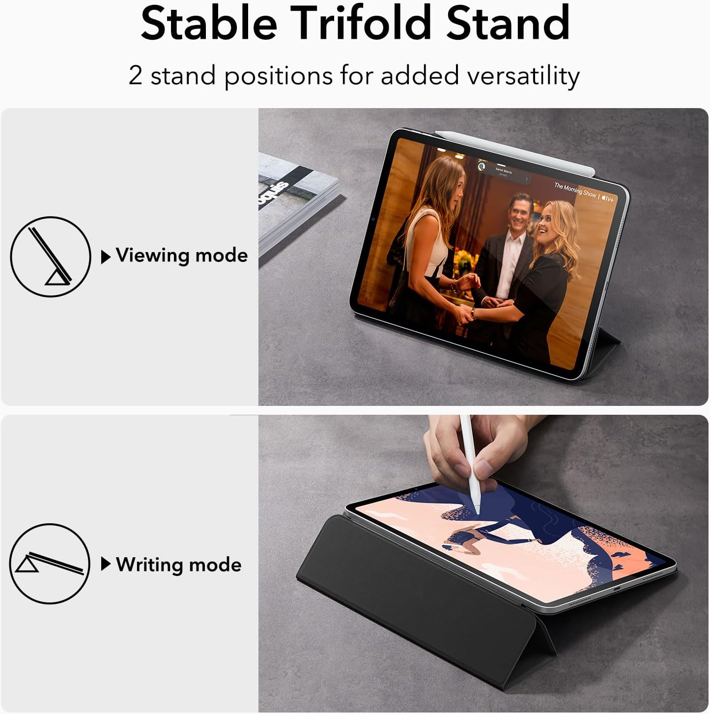 Detalle 2 de ESR Hülle für iPad Pro 11 Zoll (2022/2021/2020) mit Magnetbefestigung und Trifold-Ständer – Schwarz