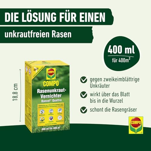 Detalle de COMPO Rasenunkraut-Vernichter Banvel Quattro – Konzentrat 400 ml (400 m²)