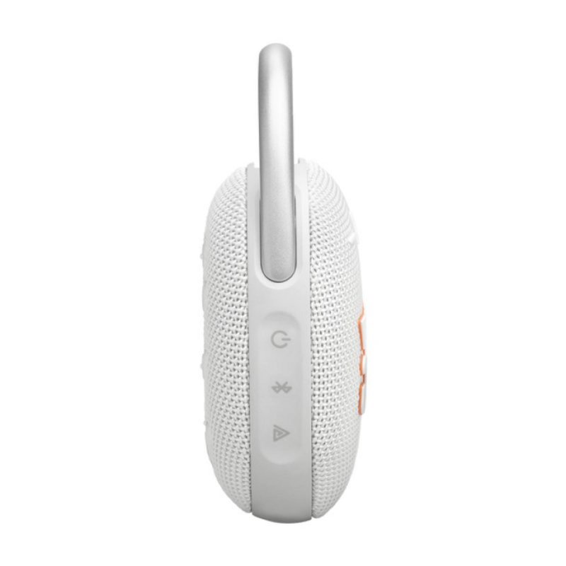 Detalle de JBL Clip 5, altavoz Bluetooth portátil de 7 W con IP67 y mosquetón, blanco