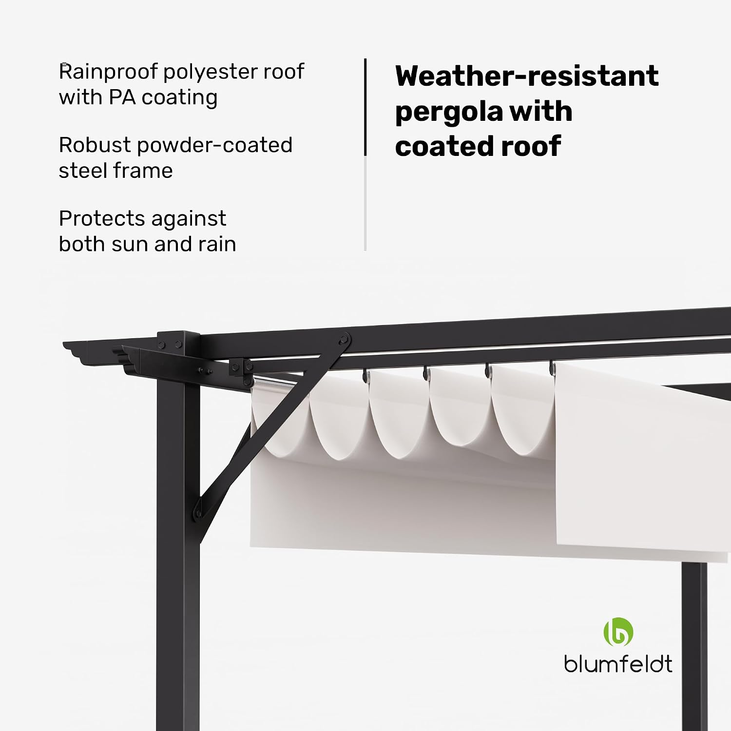 Detalle 2 de blumfeldt Pantheon 3x3m Garden Pergola with Powder-Coated Steel Frame