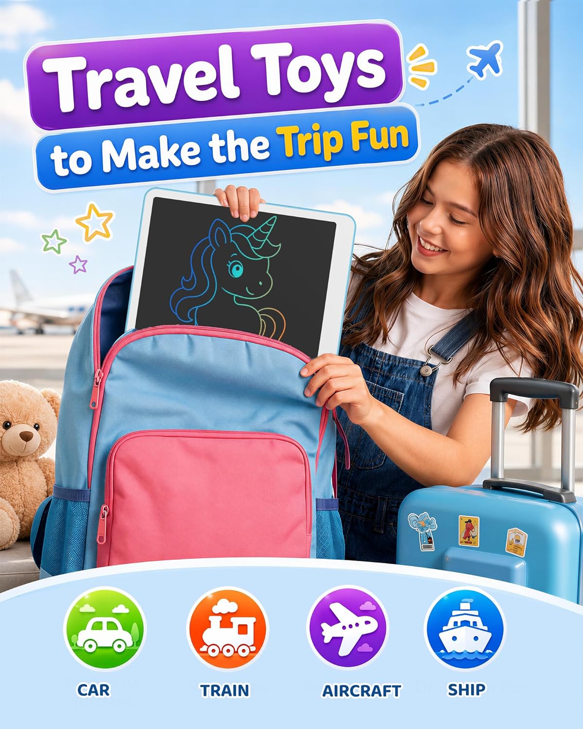 Detalle 2 de KOKODI 16 Inch LCD Drawing Tablet for Kids and Adults – Eye‑Safe, Battery‑Powered Doodle Board