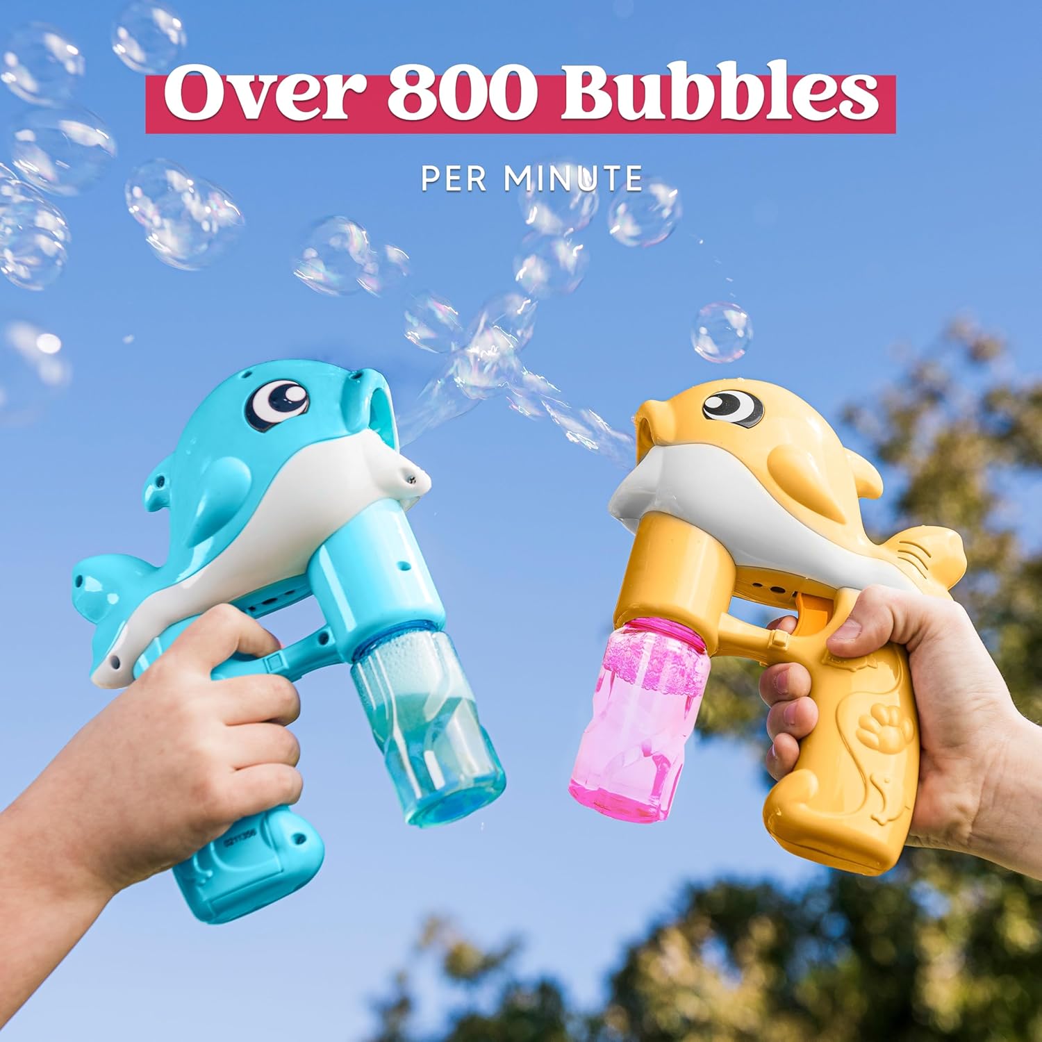 Thumbnail 1 de JOYIN 2 LED Seifenblasenpistolen (Wal) für Kinder – inkl. Batterien und 4 Seifenblasenlösungen