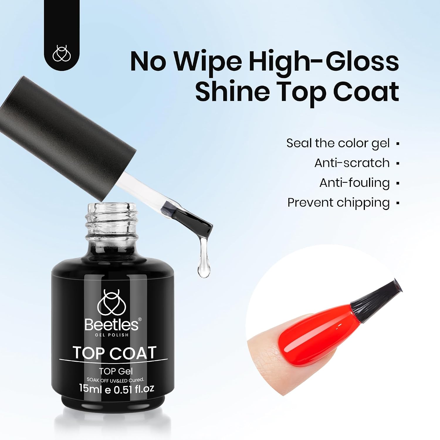 Detalle 2 de beetles 2Pcs No Wipe Top Coat 15ml ๐